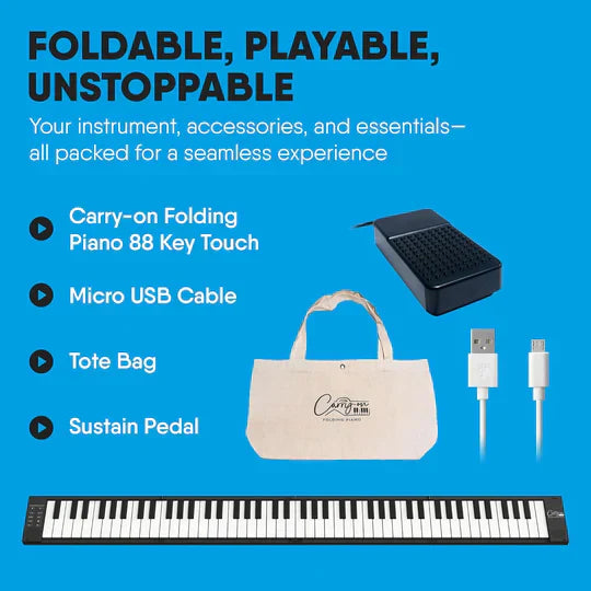 🎹 Carry-on Foldable 88-Key Digital Piano | Music Anywhere, Anytime ✈️
