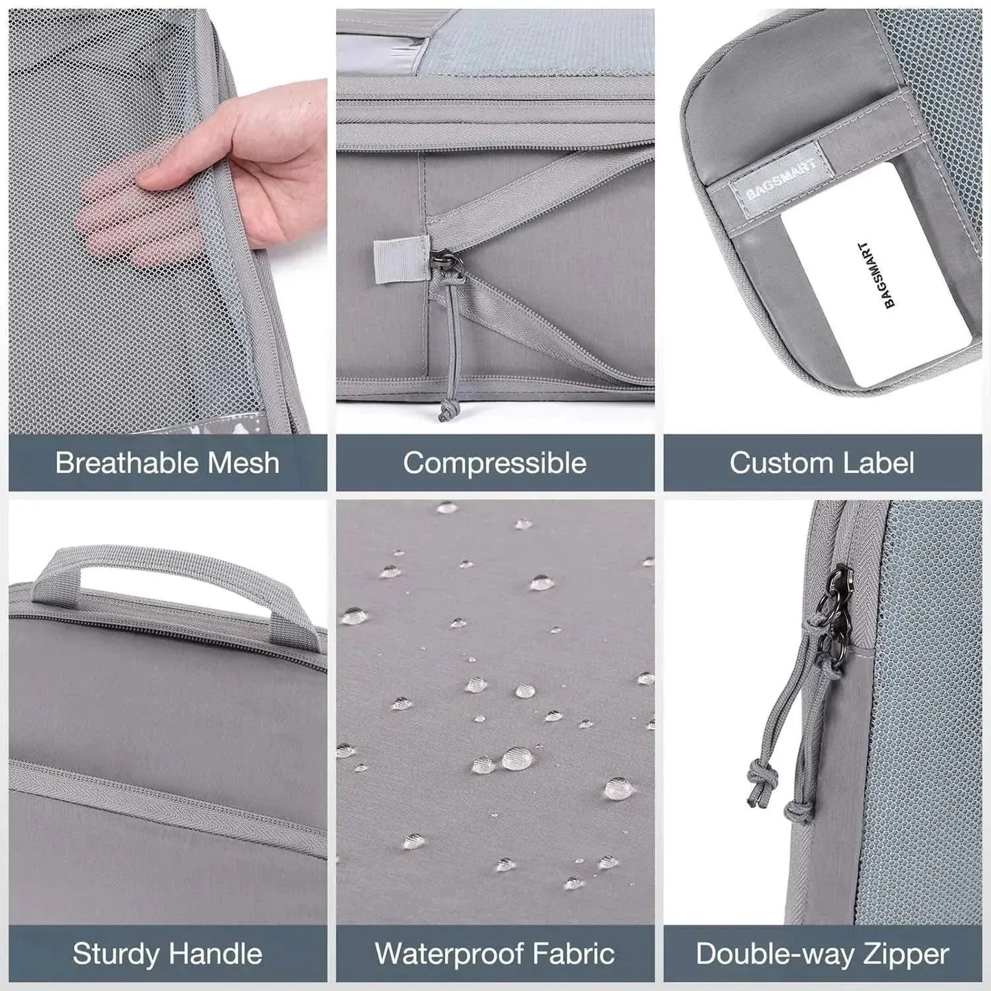 🛫 Travel Compression Packing Cubes Set | Lightweight Organizers with Expandable Design & Clear Pockets
