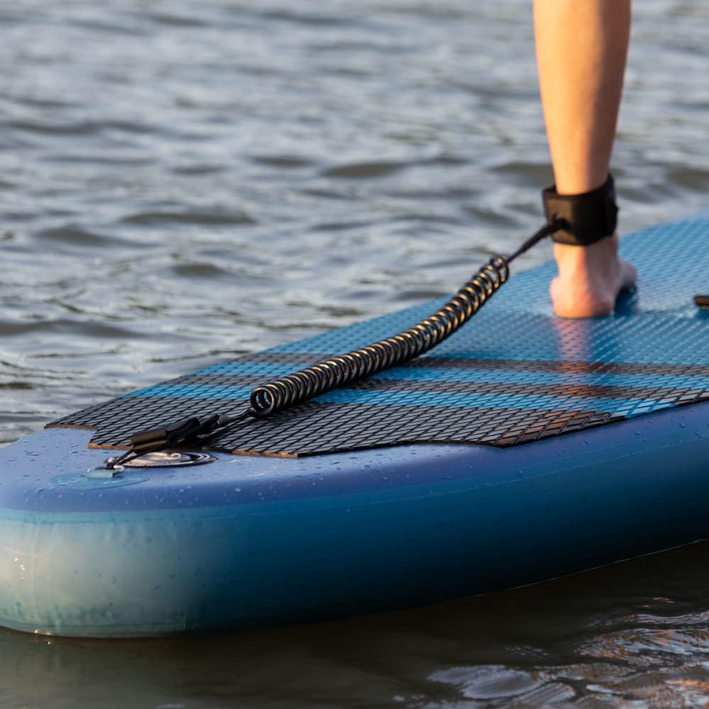 🌊 10 ft 7 mm SUP Paddle Board Leash | Coiled with Anti-Slip Cuff & Flexible Swivel Connector