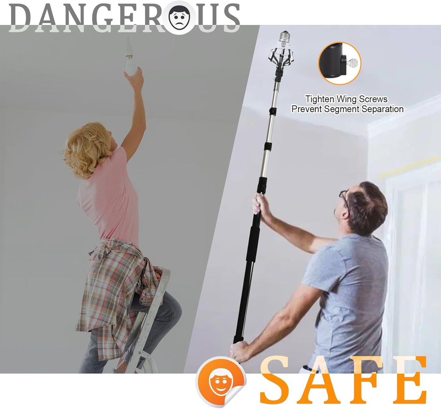 💡 Telescopic Light Bulb Changer | No Ladder Needed, Change Bulbs Up to 18ft High