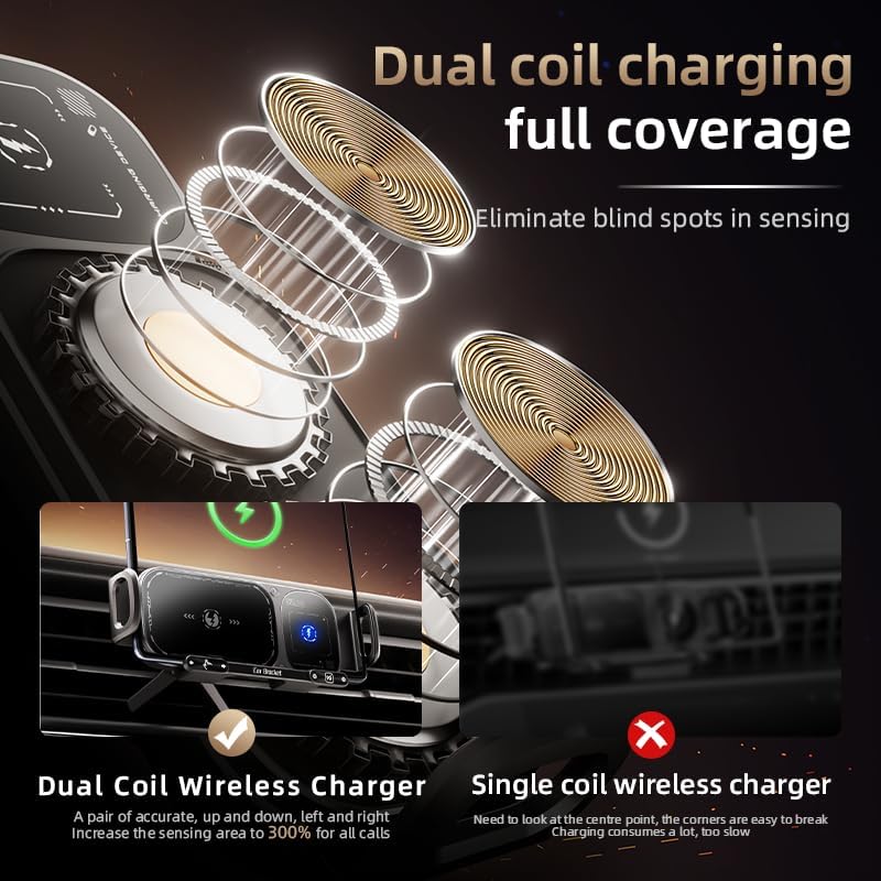 Wireless Charging Rotating Car Mount – 15W Fast Charging with 360° Rotation