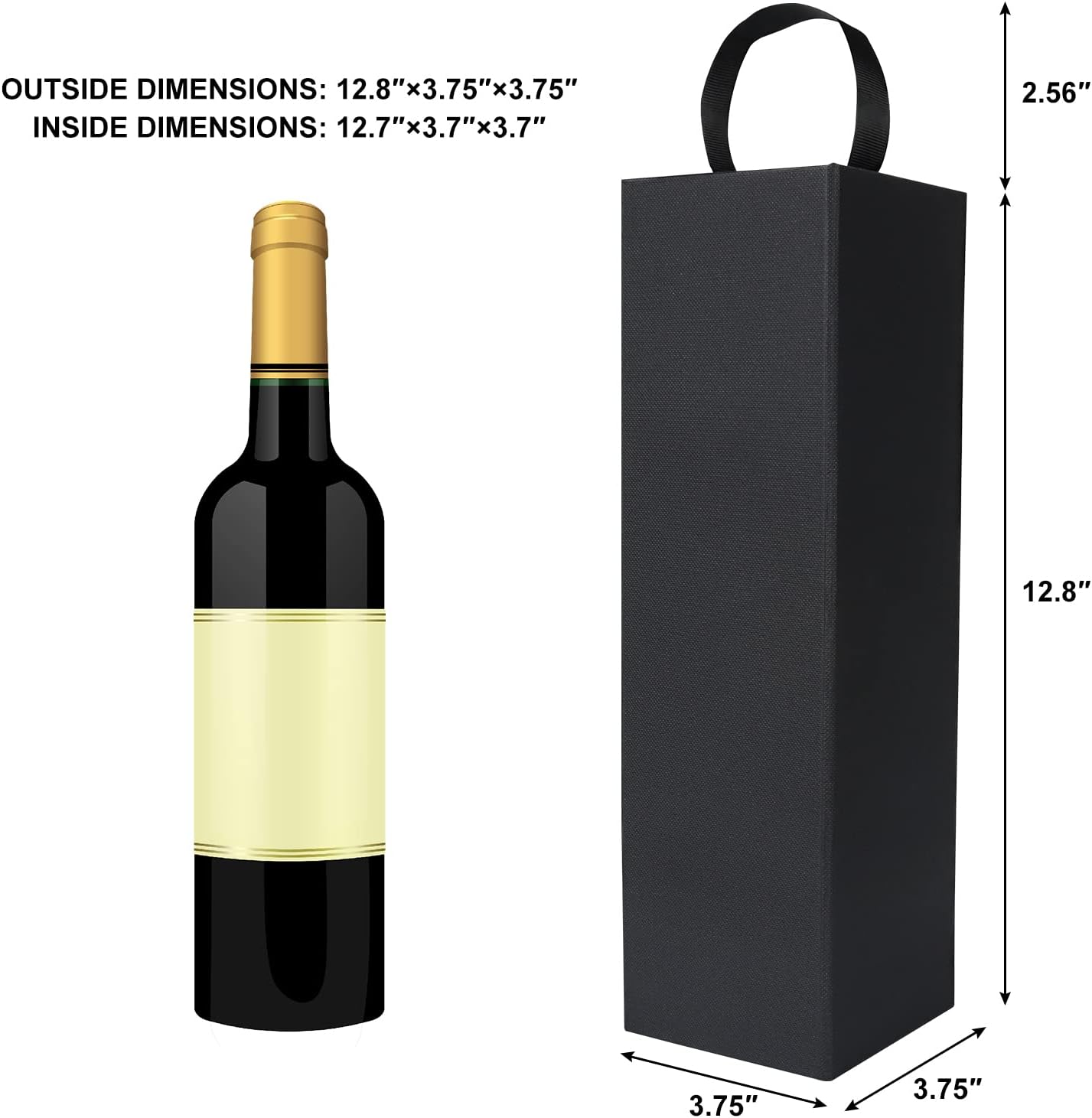 🍷 Magnetic Wine Gift Box | Foldable Black Bottle Box with Handle for Wine & Spirits