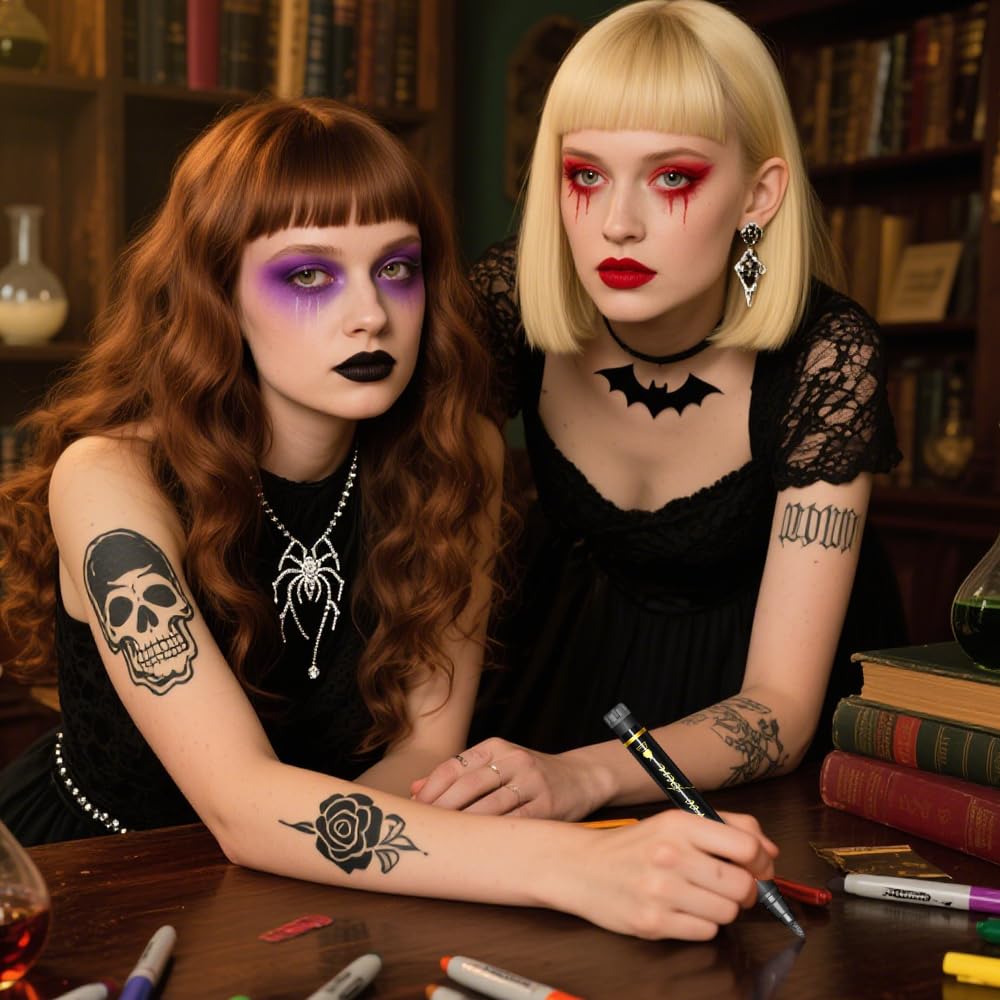 Halloween Temporary Tattoo Pens – 10 Colors Set for Kids & Adults