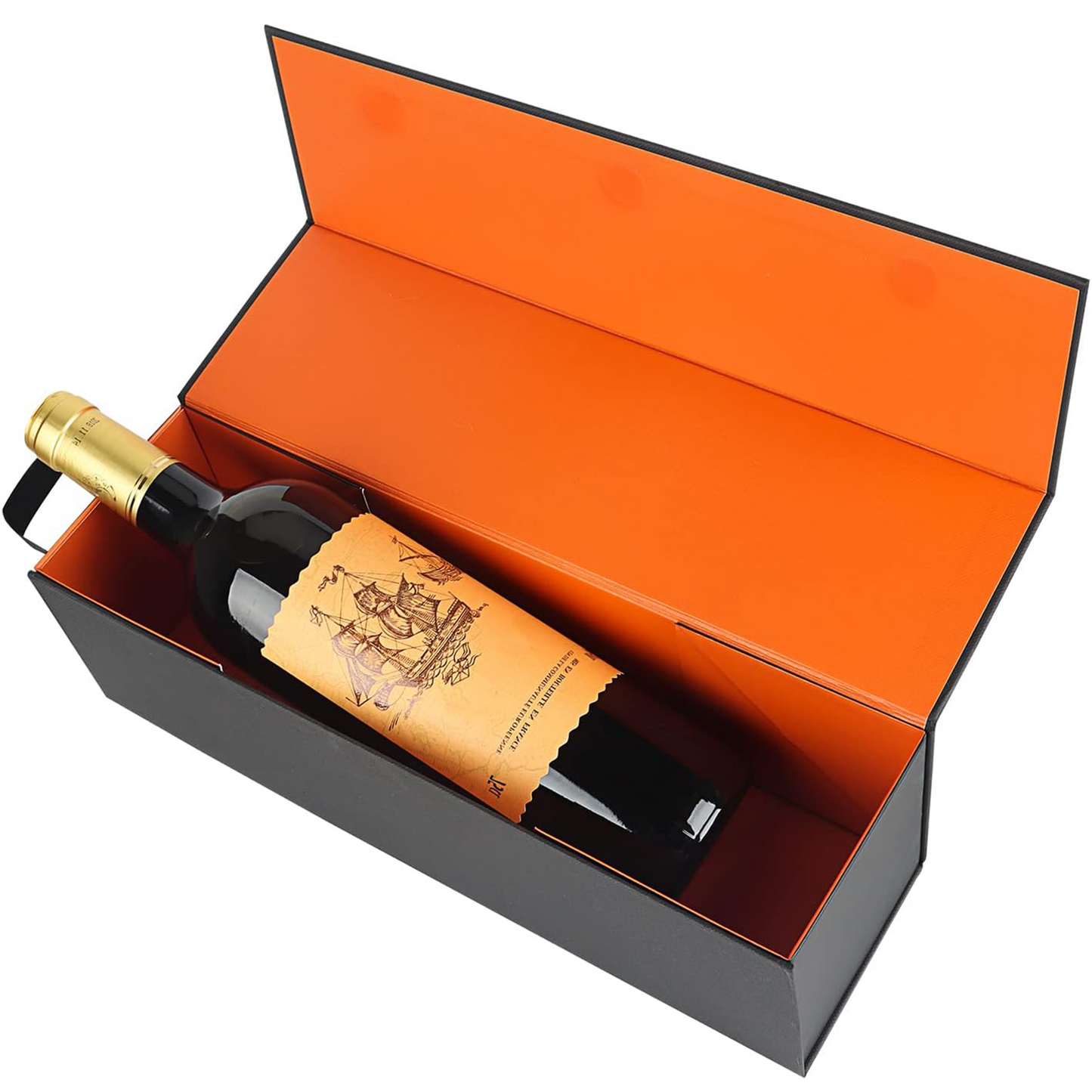 🍷 Magnetic Wine Gift Box | Foldable Black Bottle Box with Handle for Wine & Spirits