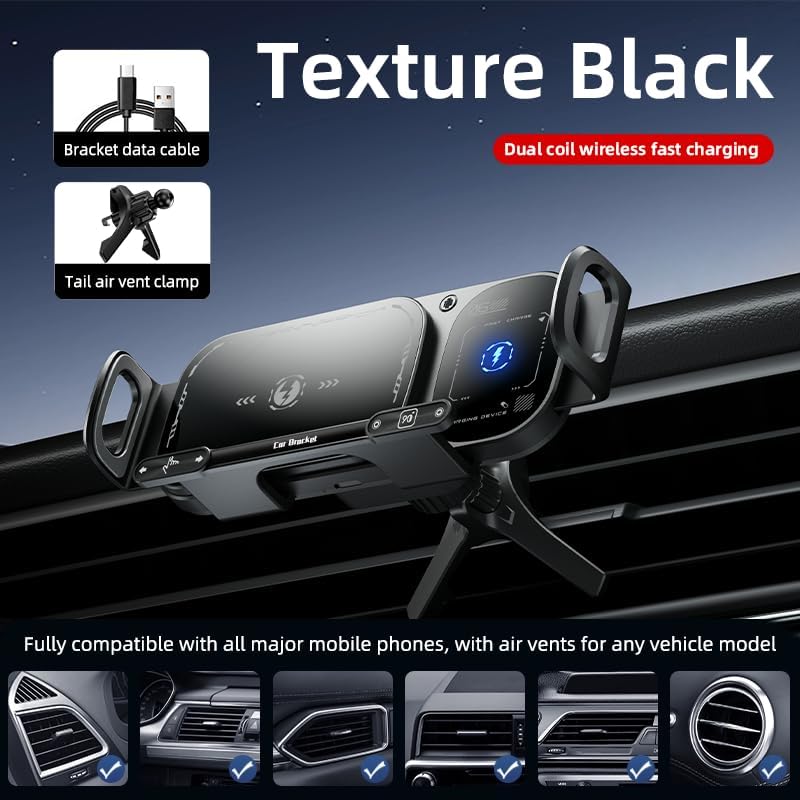 Wireless Charging Rotating Car Mount – 15W Fast Charging with 360° Rotation