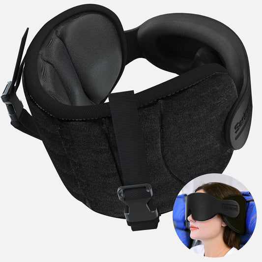 ✈️ Travel Neck Pillow with Eye Mask | Memory Foam Comfort Anywhere 😴