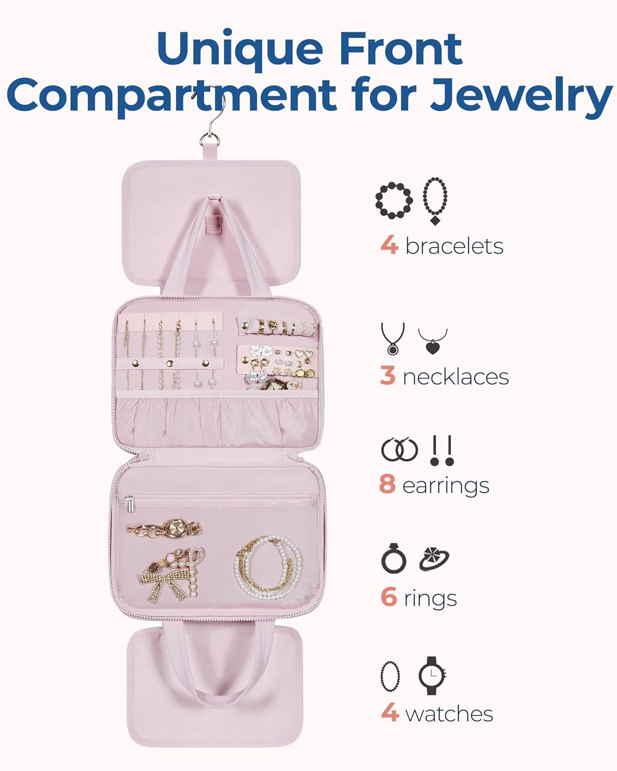 🏆 Travel Toiletry Bag with Jewelry Organizer | Puffy, Spacious & Stylish