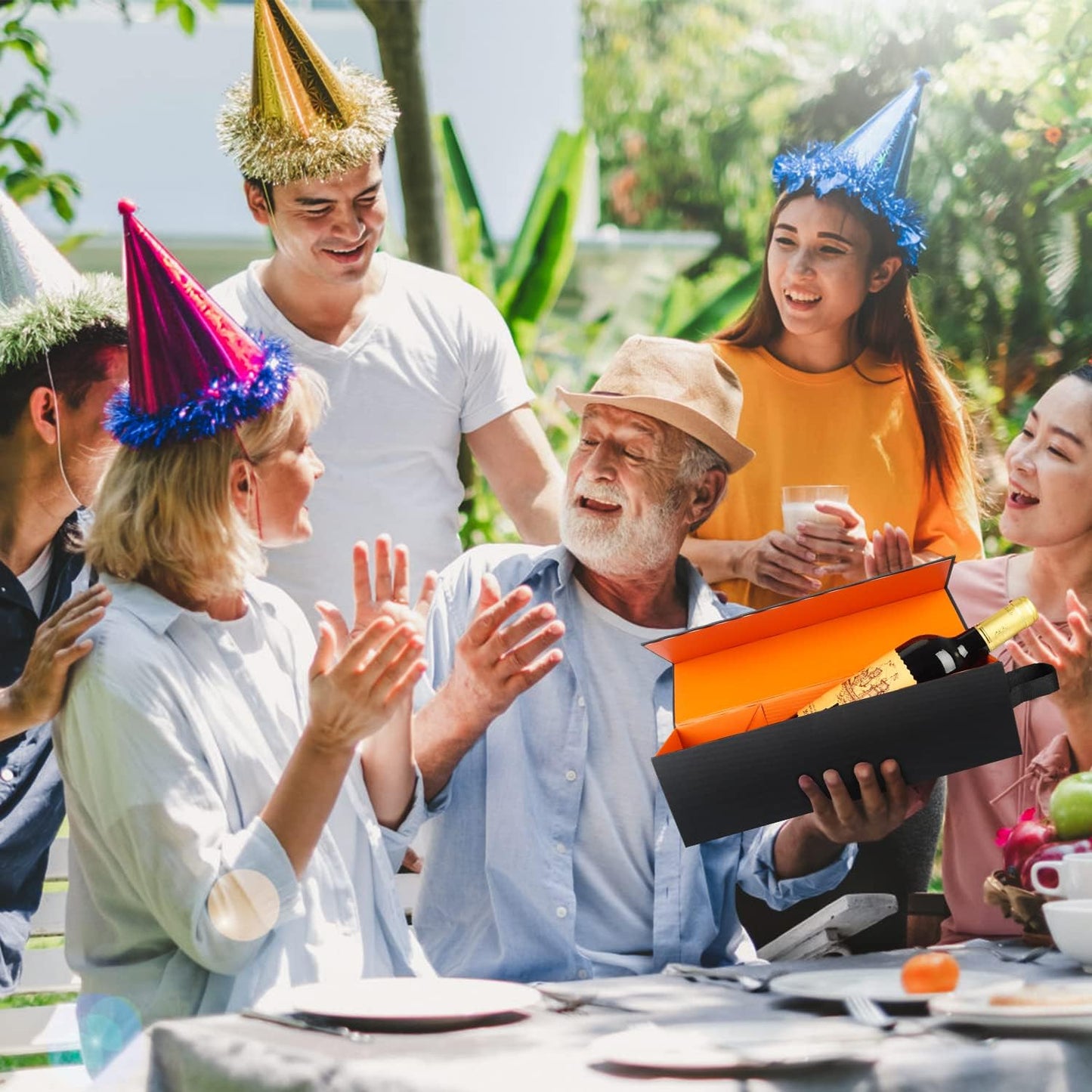 🍷 Magnetic Wine Gift Box | Foldable Black Bottle Box with Handle for Wine & Spirits