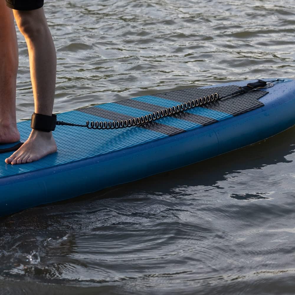 🌊 10 ft 7 mm SUP Paddle Board Leash | Coiled with Anti-Slip Cuff & Flexible Swivel Connector