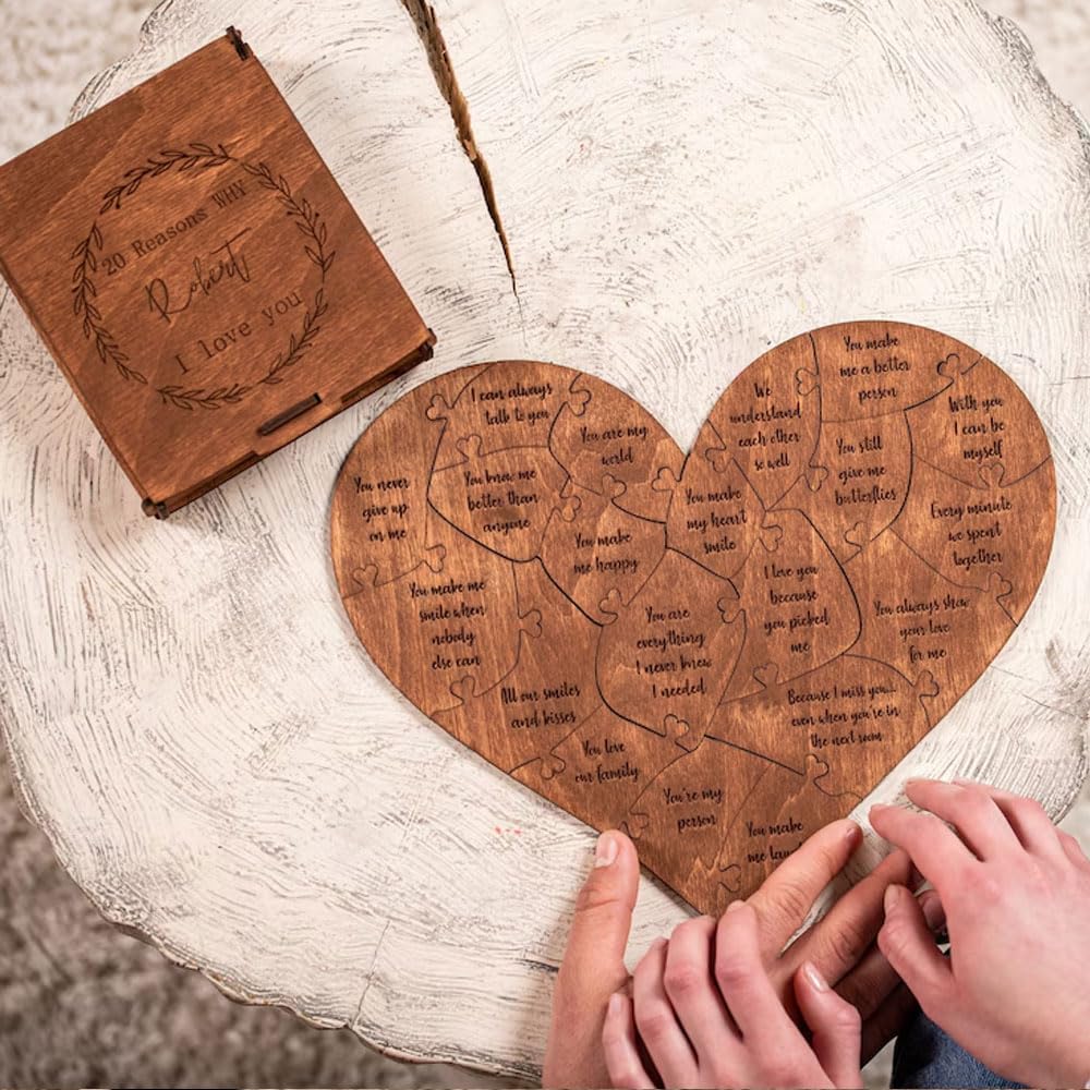 🧩 Personalized Wooden Puzzle | 20 Reasons Why I Love You
