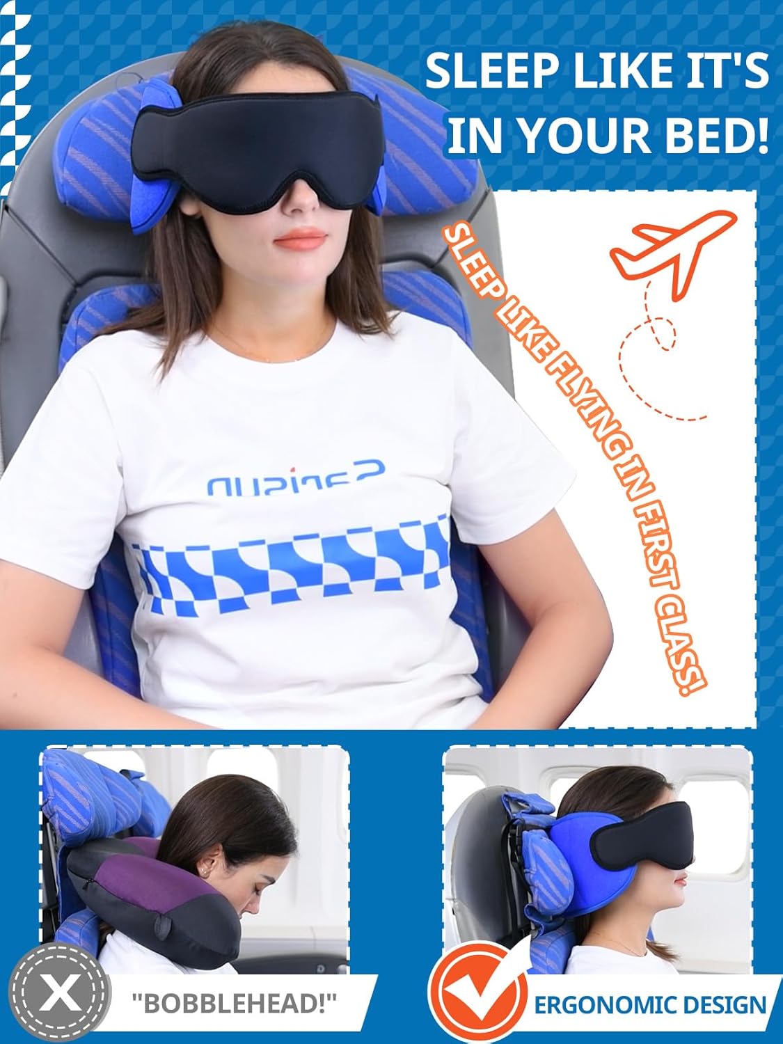 ✈️ Travel Neck Pillow with Eye Mask | Memory Foam Comfort Anywhere 😴