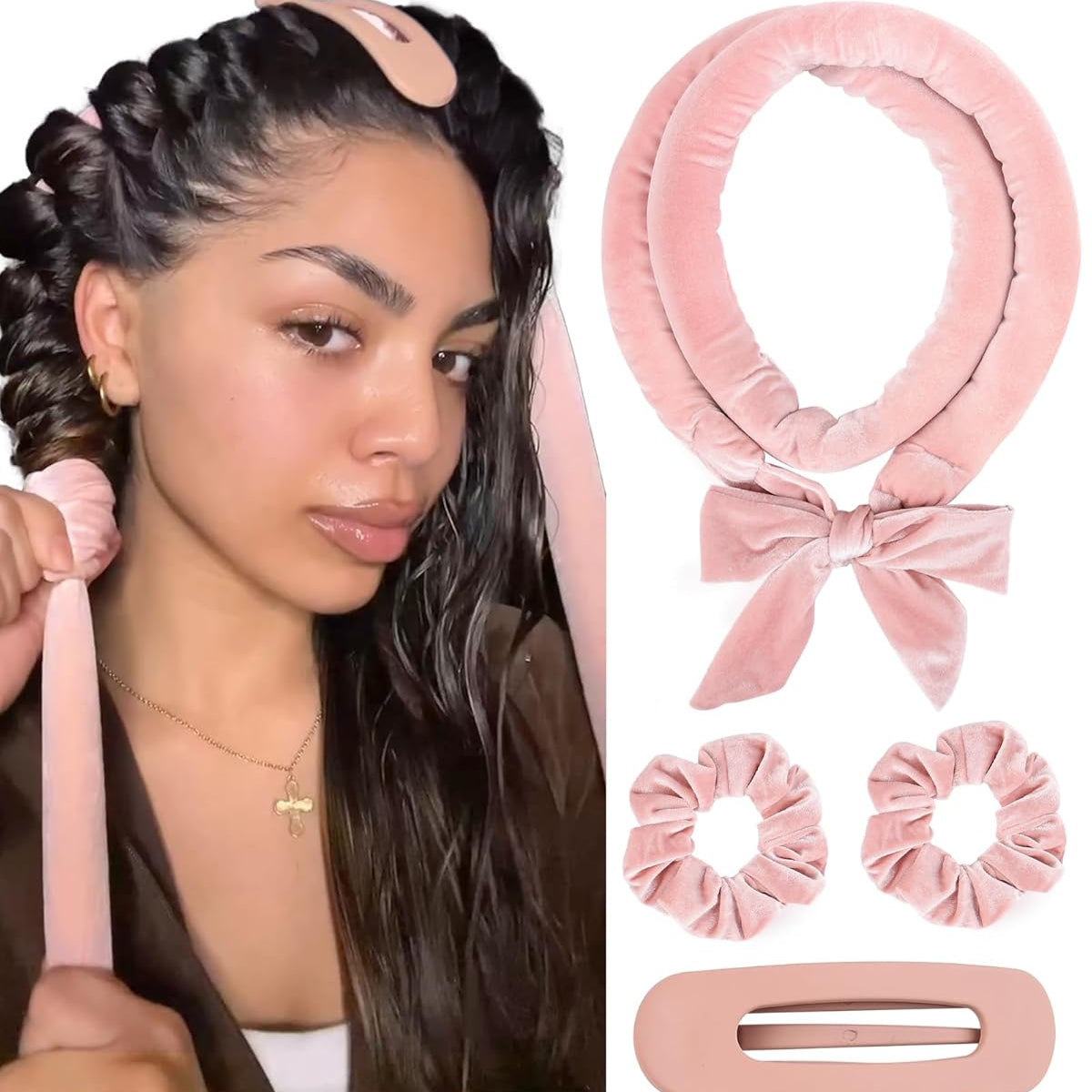 🎀 Heatless Curling Ribbon | Soft Overnight Curler for Effortless Waves