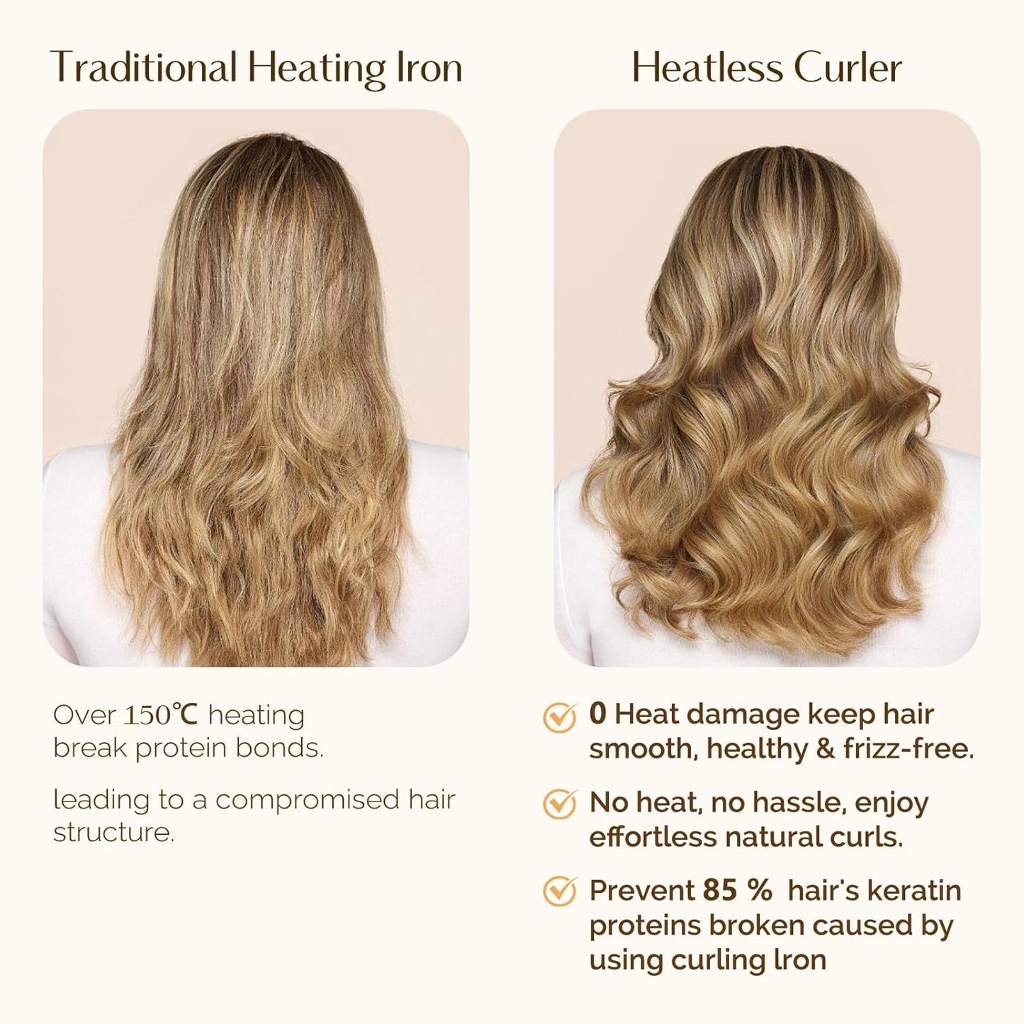 🎀 Heatless Curling Ribbon | Soft Overnight Curler for Effortless Waves