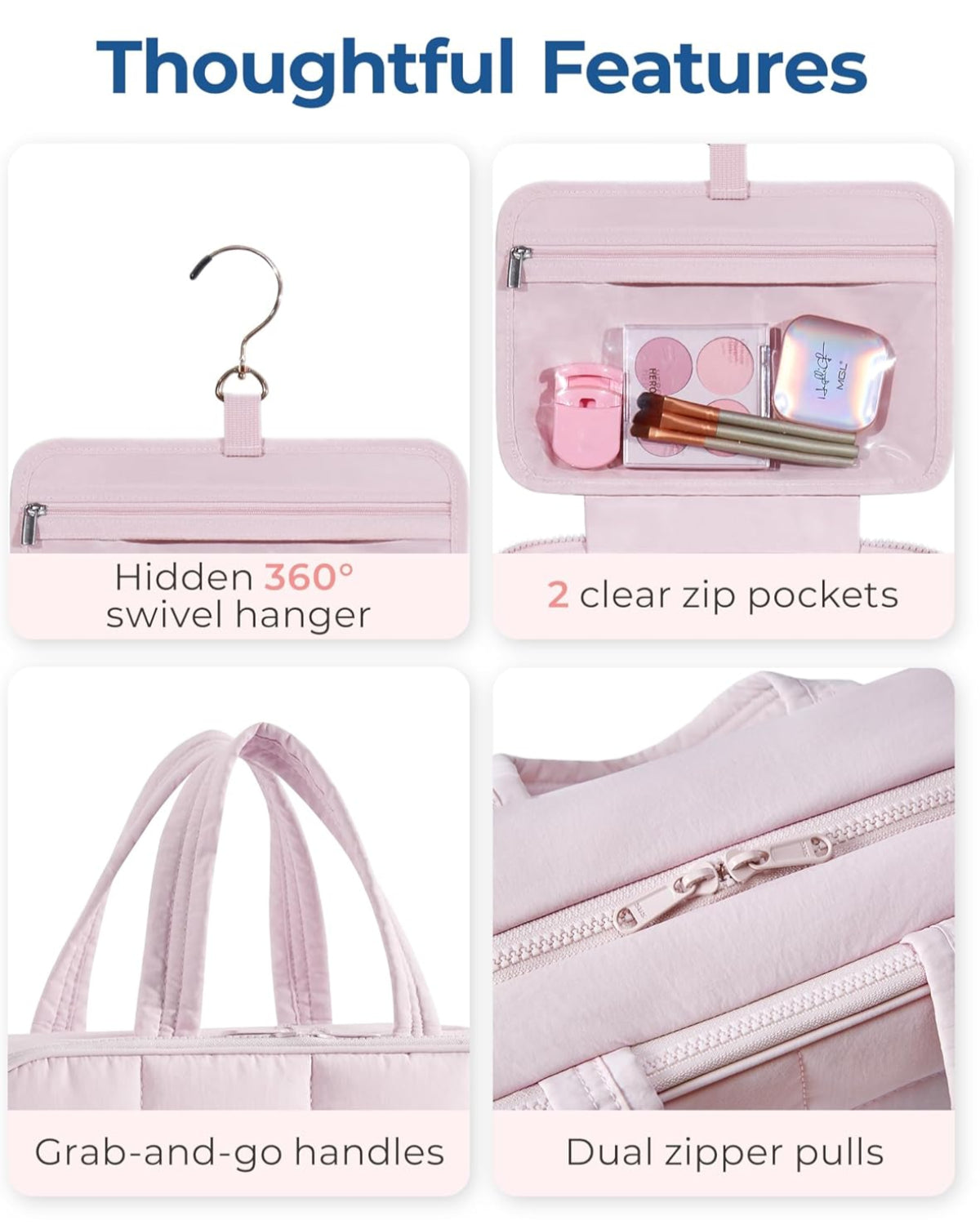🏆 Travel Toiletry Bag with Jewelry Organizer | Puffy, Spacious & Stylish