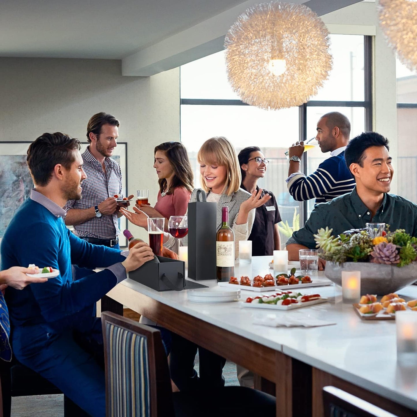 🍷 Magnetic Wine Gift Box | Foldable Black Bottle Box with Handle for Wine & Spirits