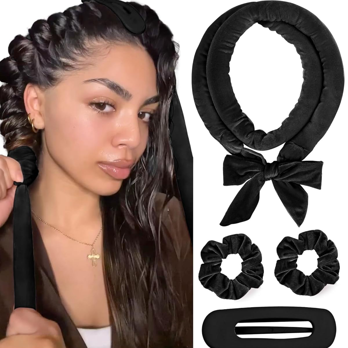 🎀 Heatless Curling Ribbon | Soft Overnight Curler for Effortless Waves