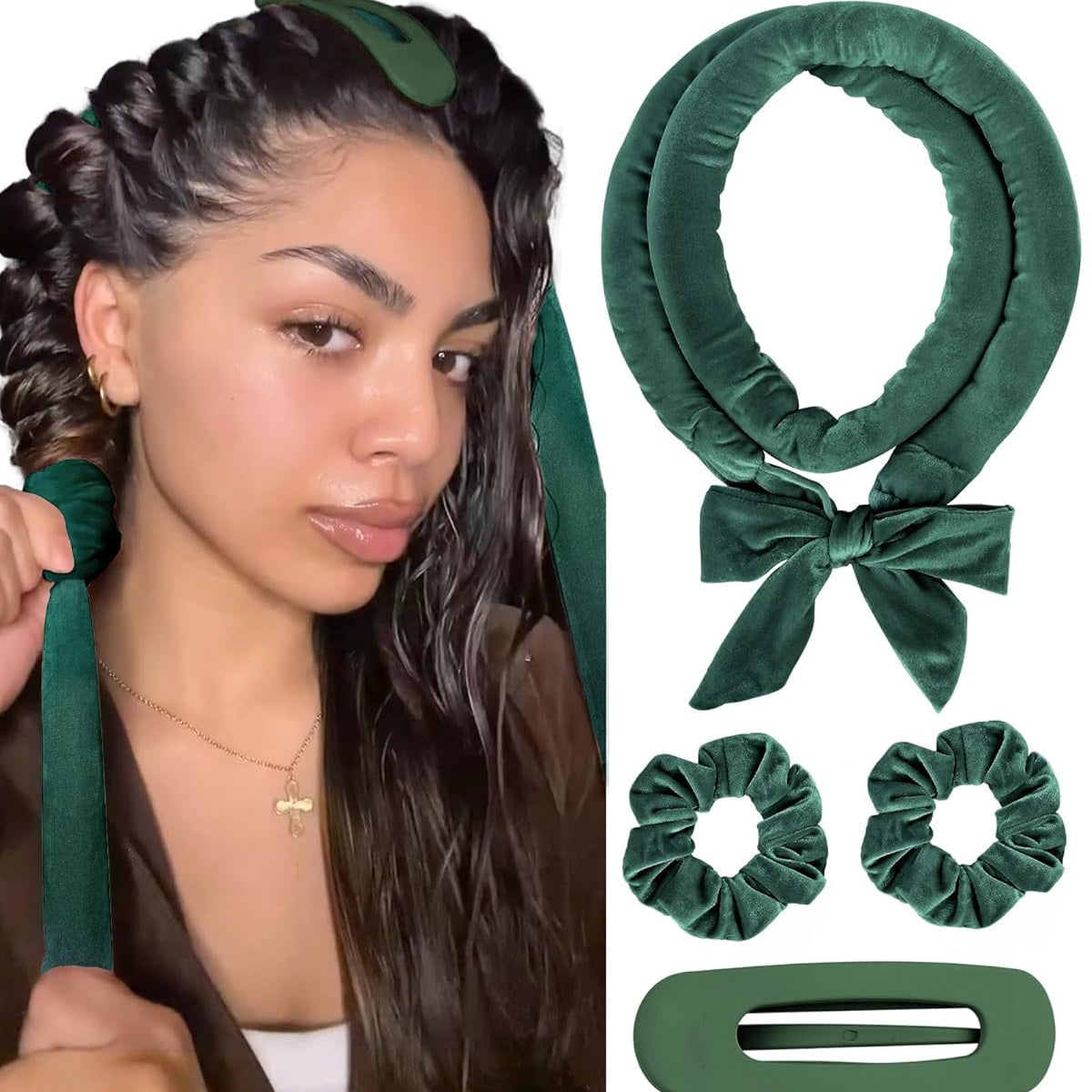 🎀 Heatless Curling Ribbon | Soft Overnight Curler for Effortless Waves