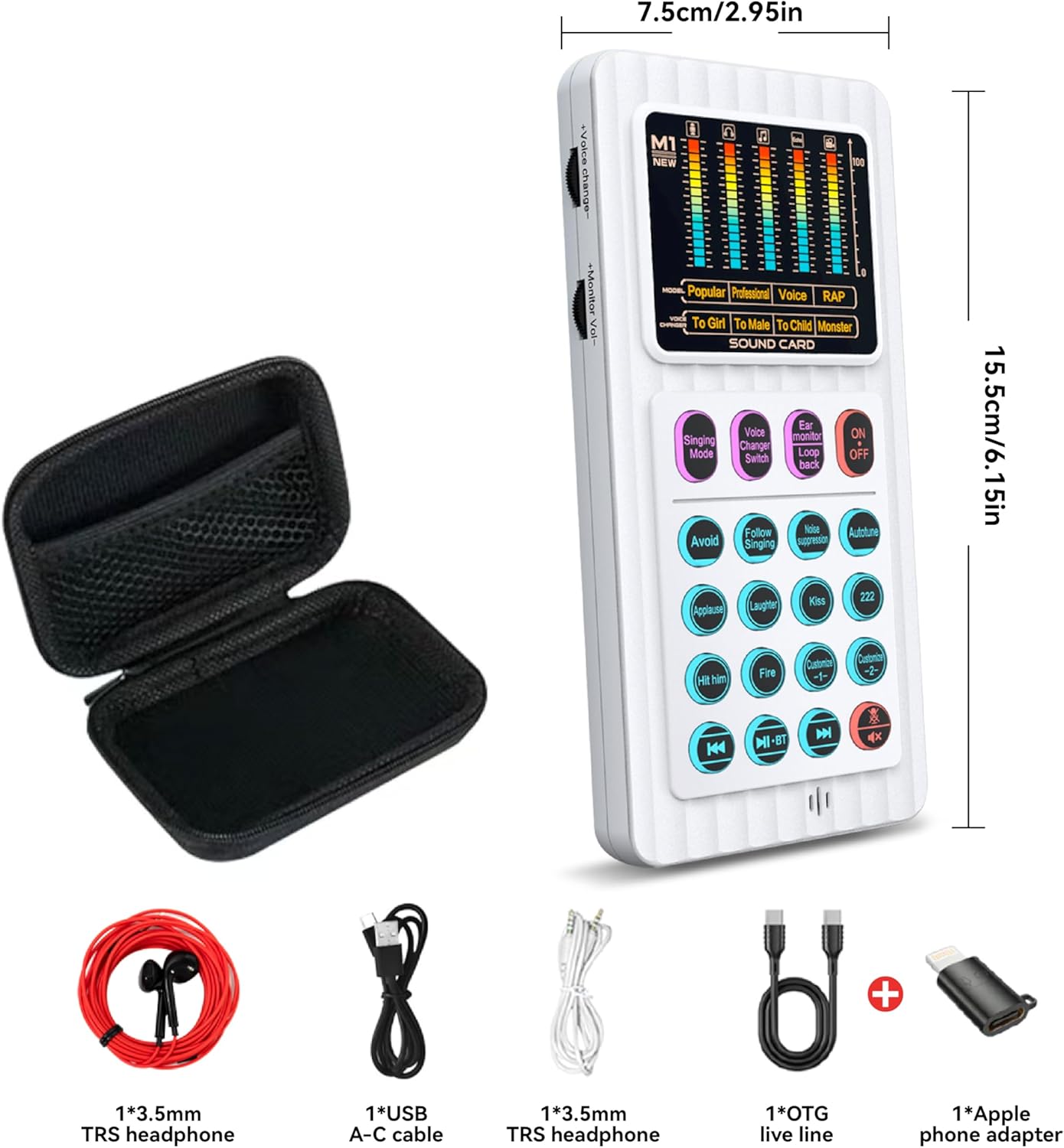 🎤 M01 Audio Mixer Sound Card | 4 Voice Changers with AI Noise Reduction & Custom Sound Pads