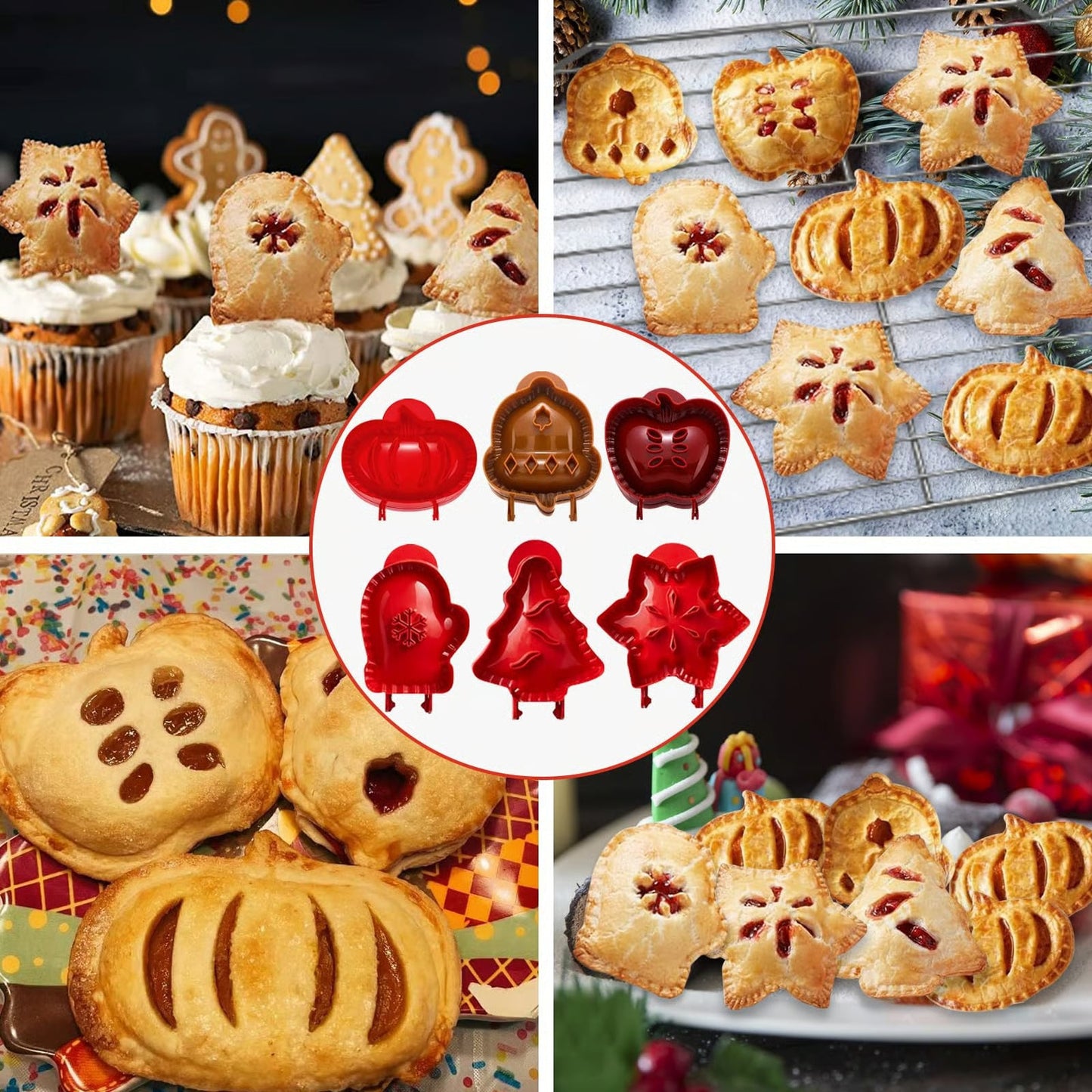 Holiday Mini Pie Mold Set – Fun Shaped Cookie & Pastry Baking Tools