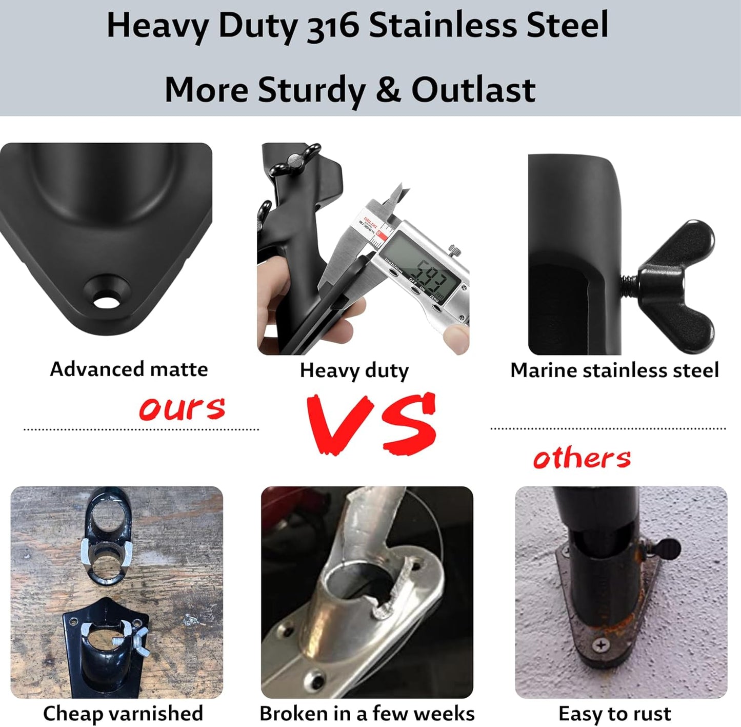 🏡 Stainless Steel Flag Pole Holder | Dual Angle Mount · 316 Marine Grade · Heavy Duty 💪