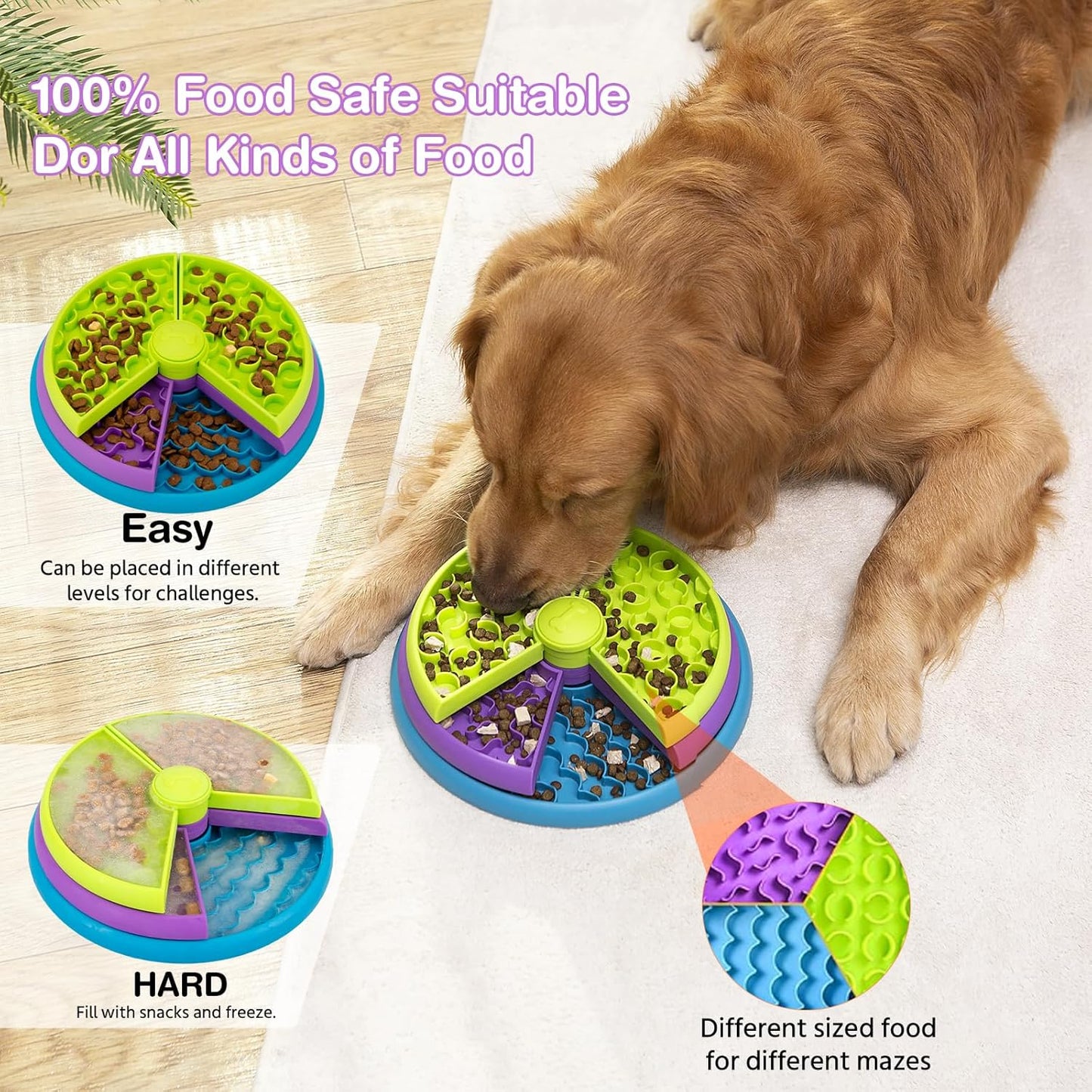 🐶 Slow Feeder Dog Bowl | 3-Layer Puzzle Design for Healthy Eating