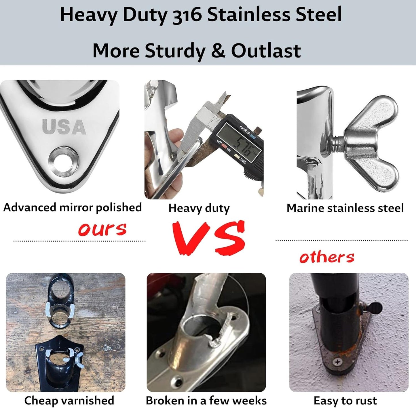 🏡 Stainless Steel Flag Pole Holder | Dual Angle Mount · 316 Marine Grade · Heavy Duty 💪