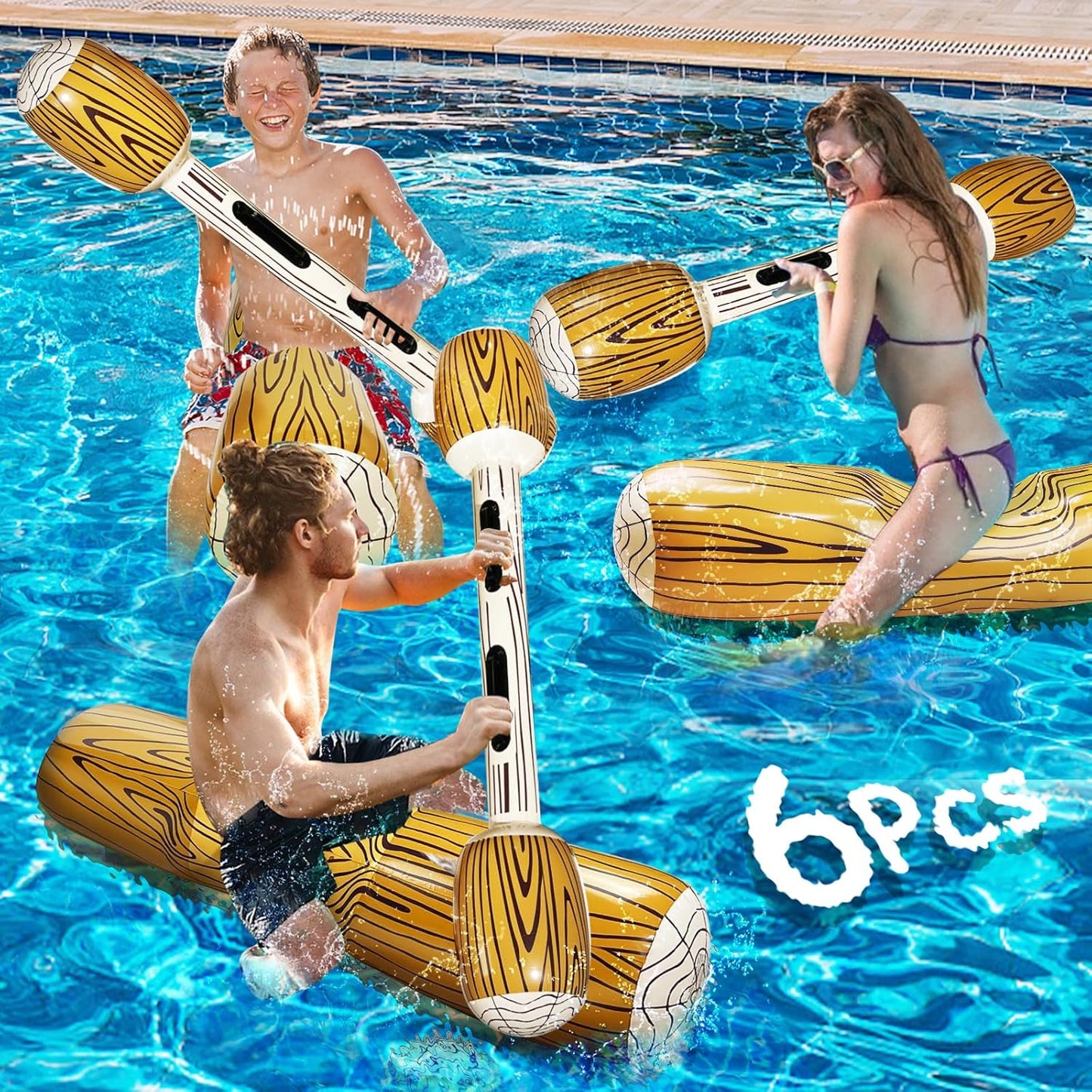 🥊 Giant Inflatable Water Battle Set | 6-Piece Pool Game for Kids & Adults
