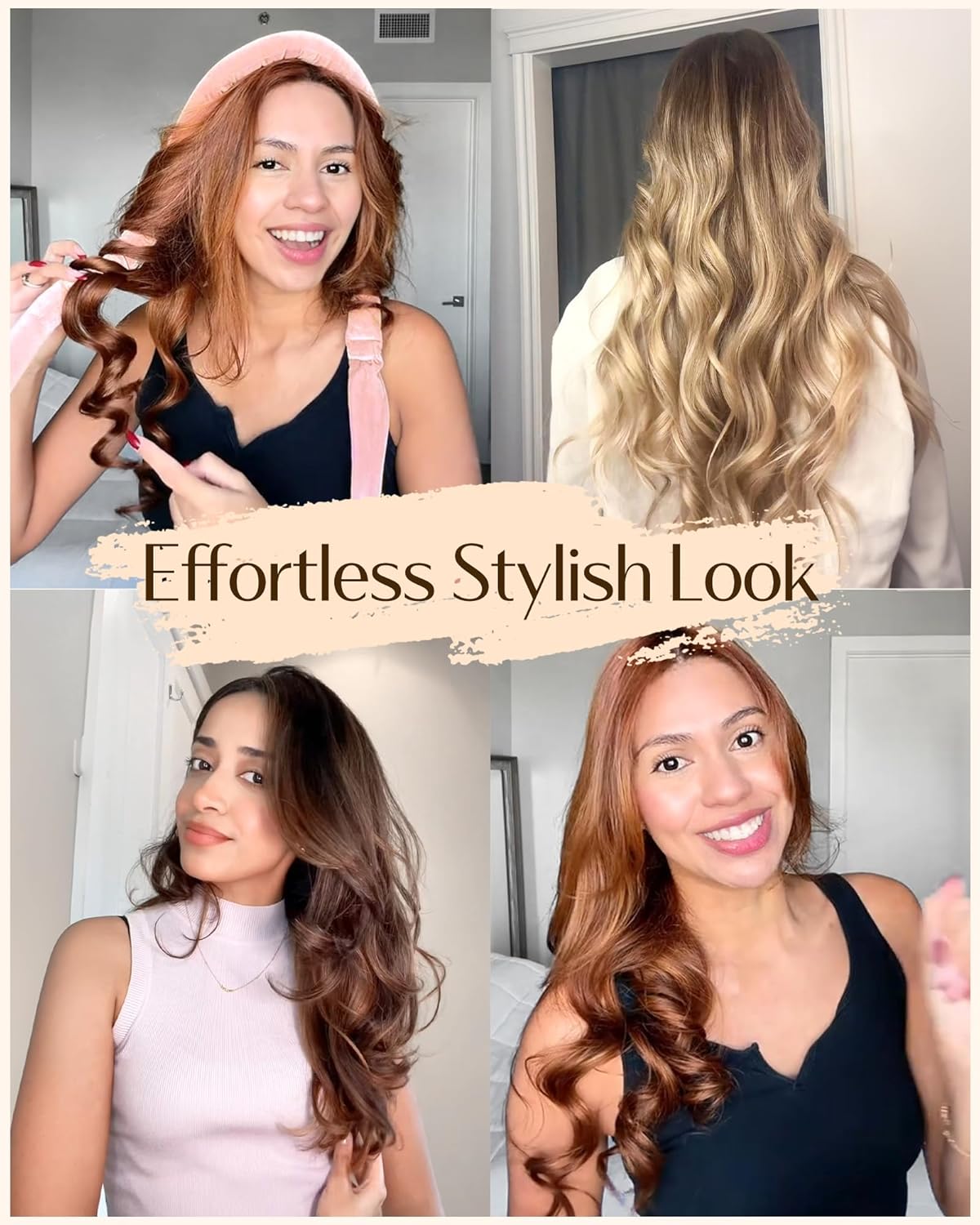 🎀 Heatless Curling Ribbon | Soft Overnight Curler for Effortless Waves