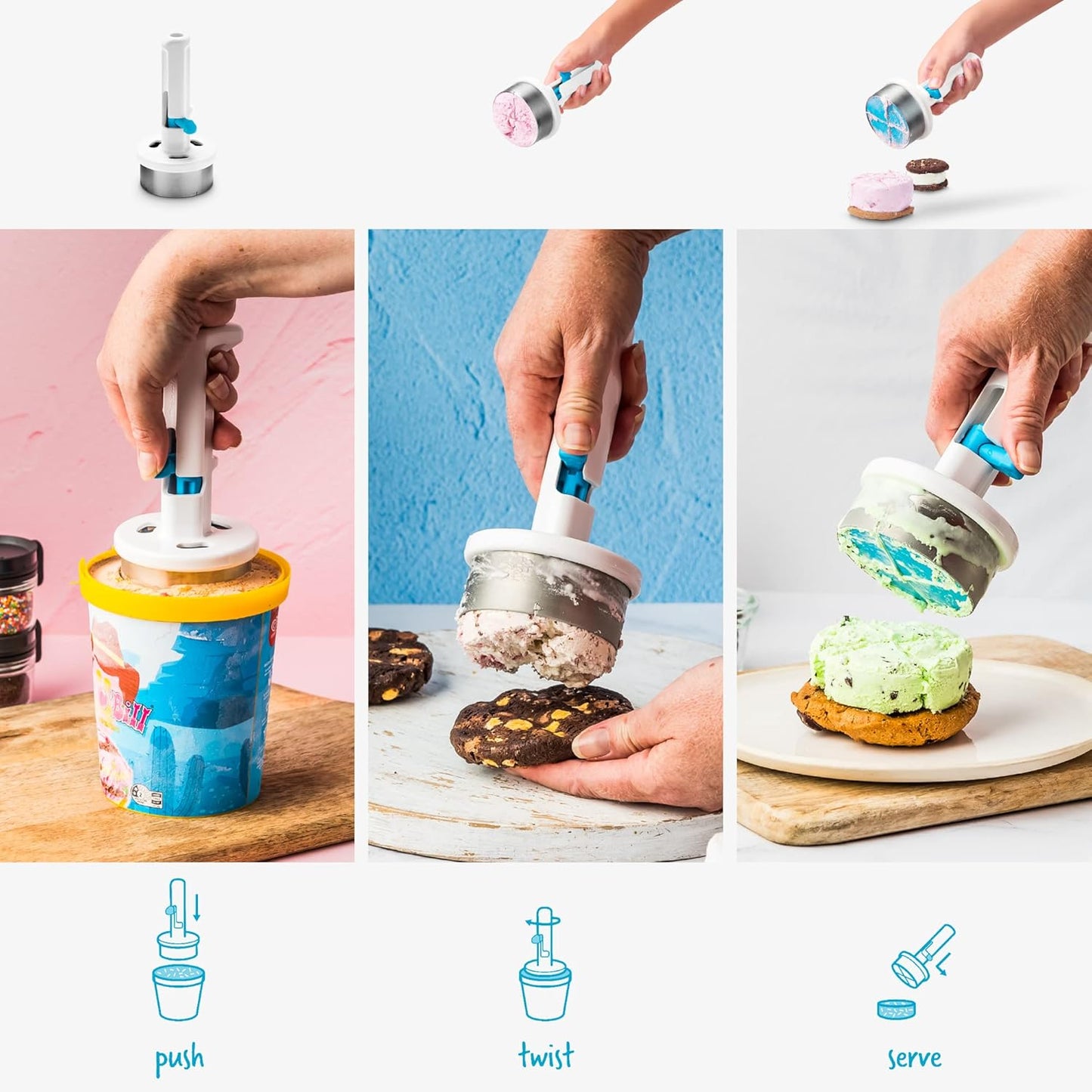 🍨 Ice Cream Sandwich Scoop | One-Handed Serving Made Easy