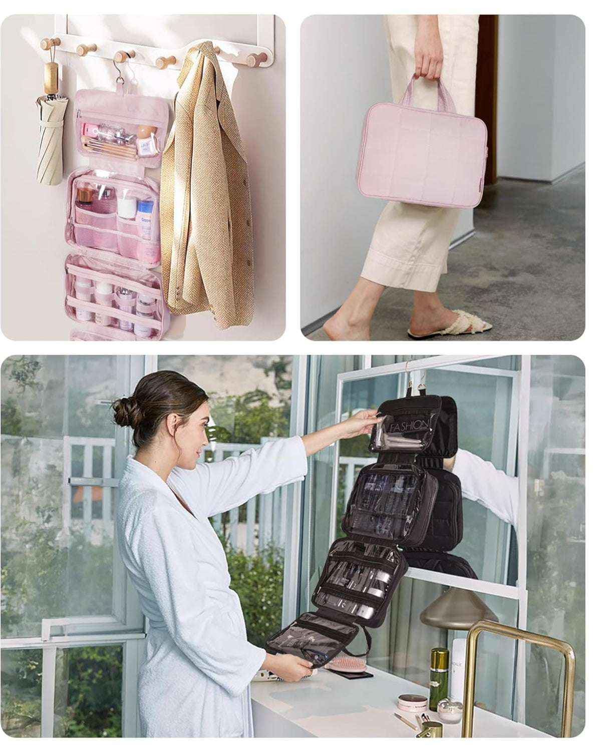 🏆 Travel Toiletry Bag with Jewelry Organizer | Puffy, Spacious & Stylish