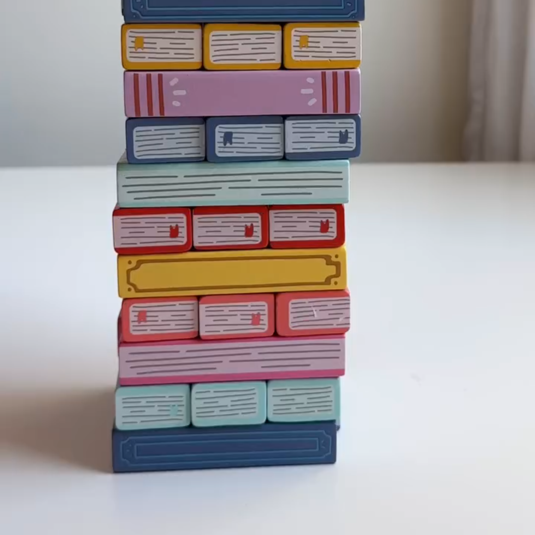 π Book Stack Balance Game | Classic Wooden Stacking Fun