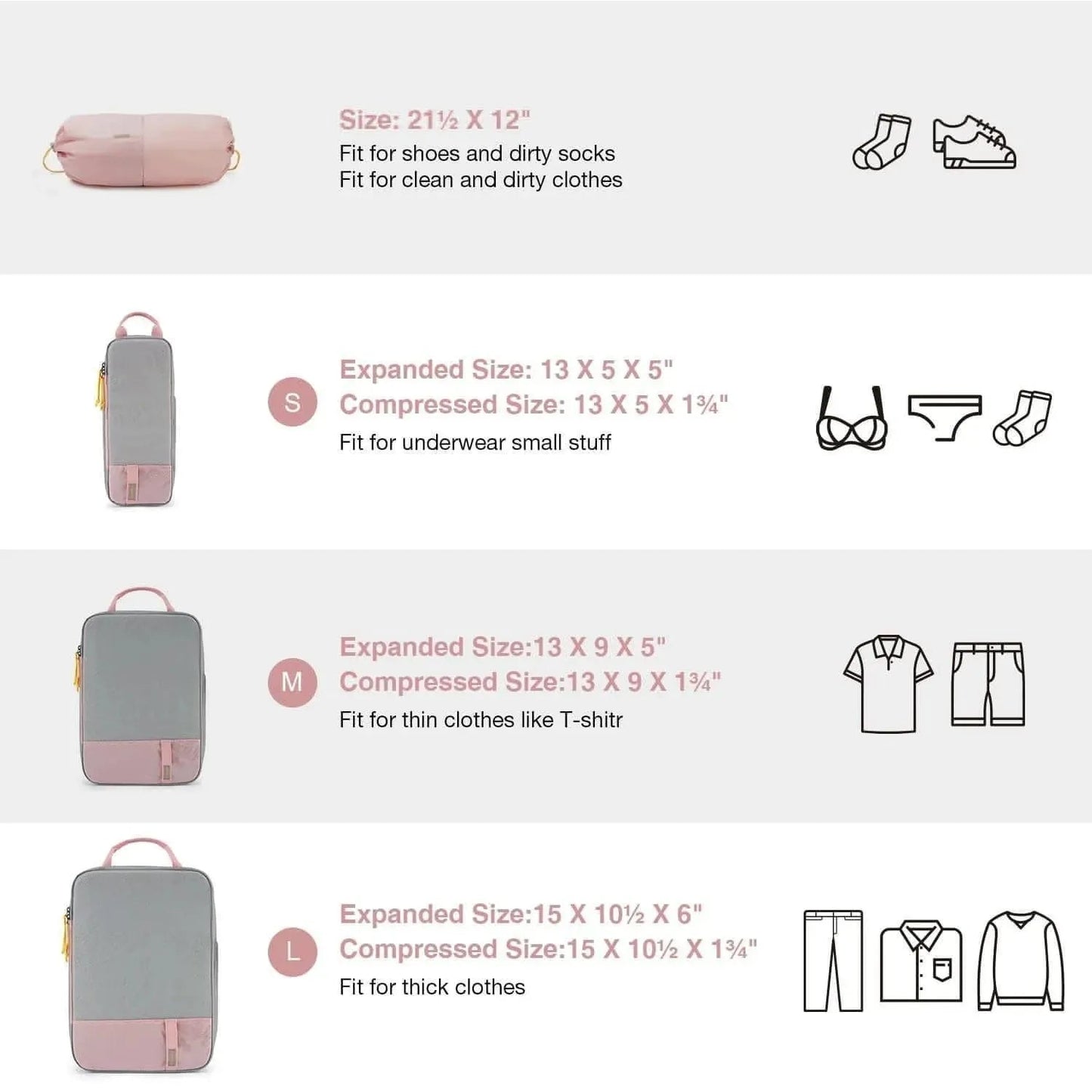 🛫 Travel Compression Packing Cubes Set | Lightweight Organizers with Expandable Design & Clear Pockets