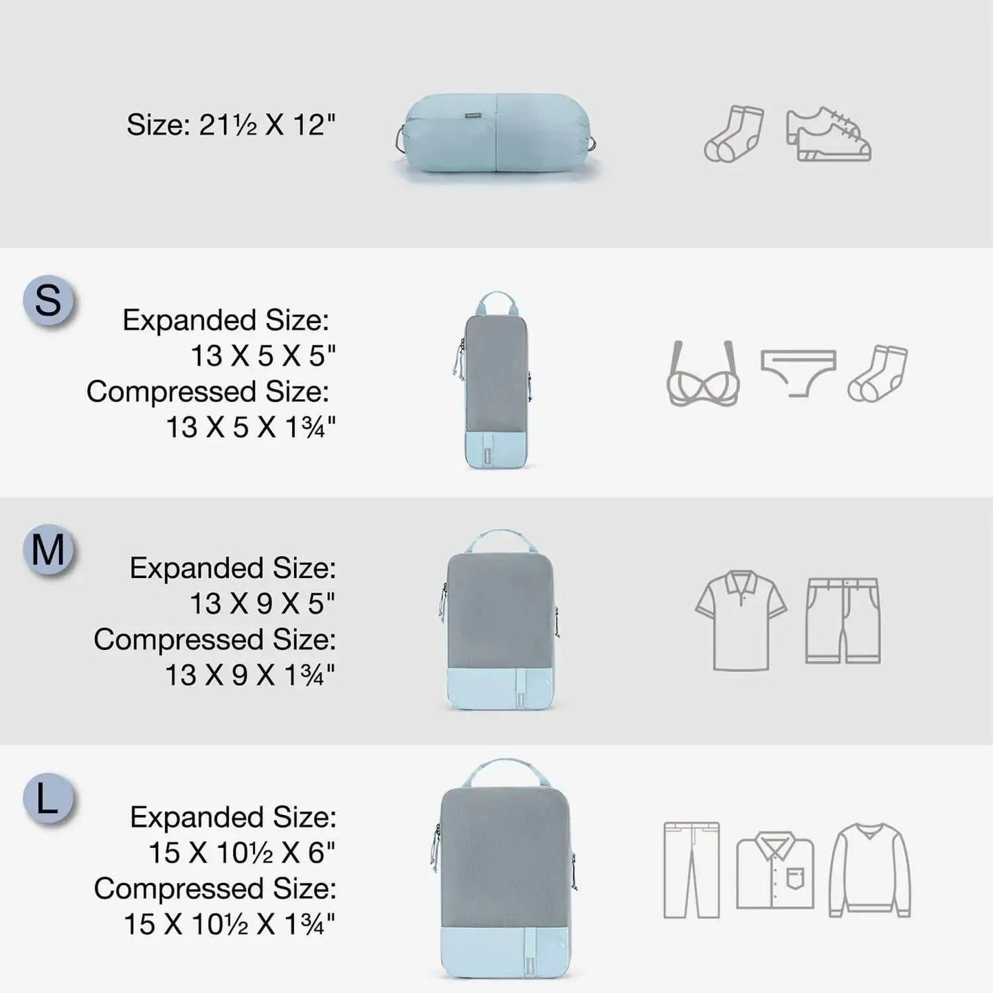 🛫 Travel Compression Packing Cubes Set | Lightweight Organizers with Expandable Design & Clear Pockets