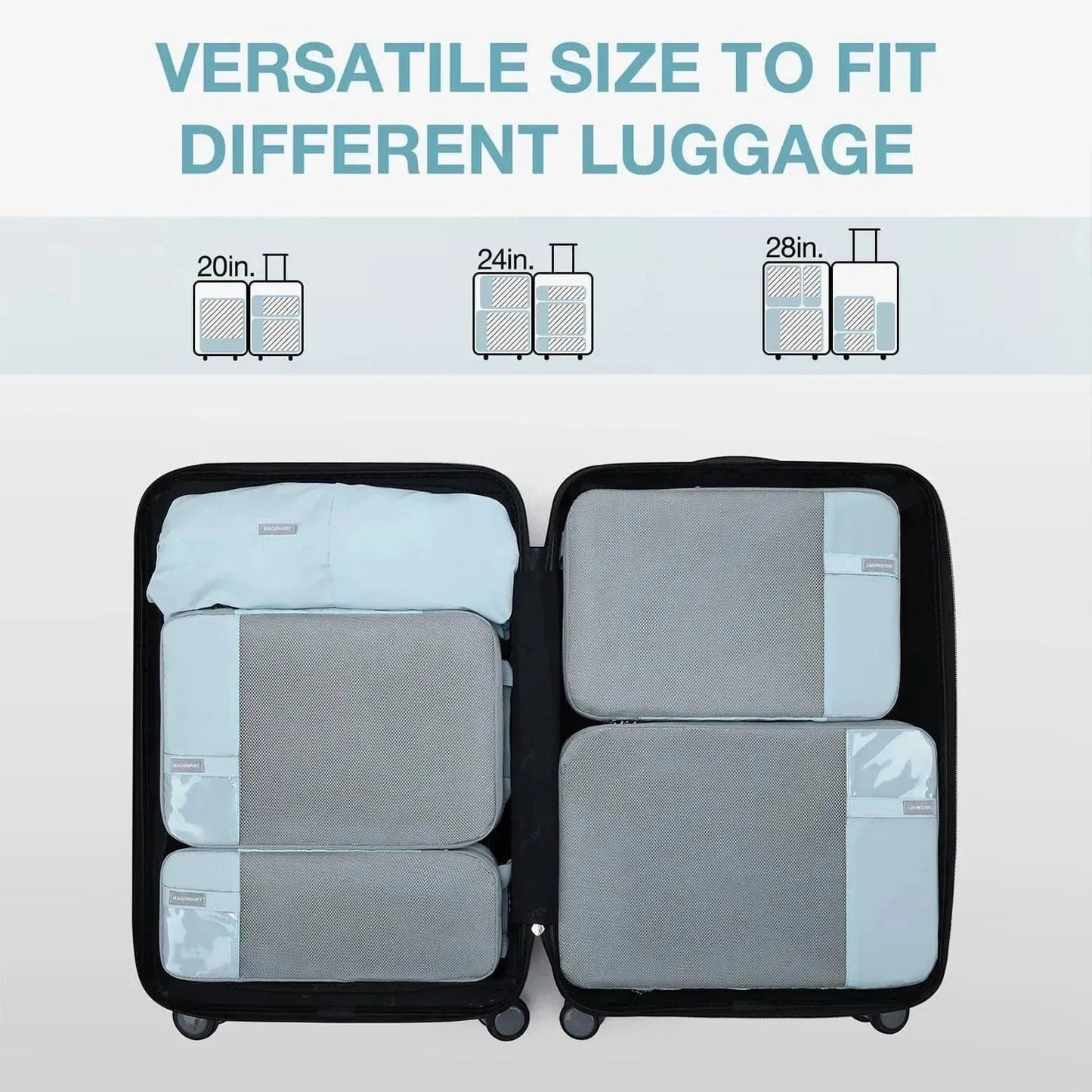 🛫 Travel Compression Packing Cubes Set | Lightweight Organizers with Expandable Design & Clear Pockets