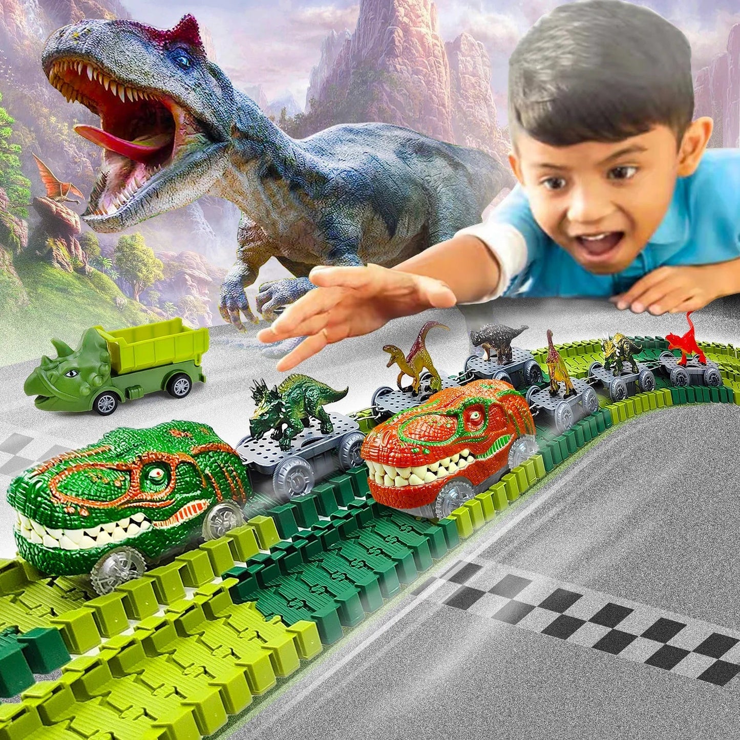 🦖 Dinosaur Transport Track Set | Creative Jurassic Adventure Playset