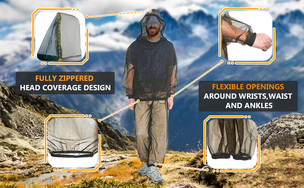 🦟 Mosquito Net Jacket & Pants Set | Full-Body Mesh Shield for Outdoor Protection