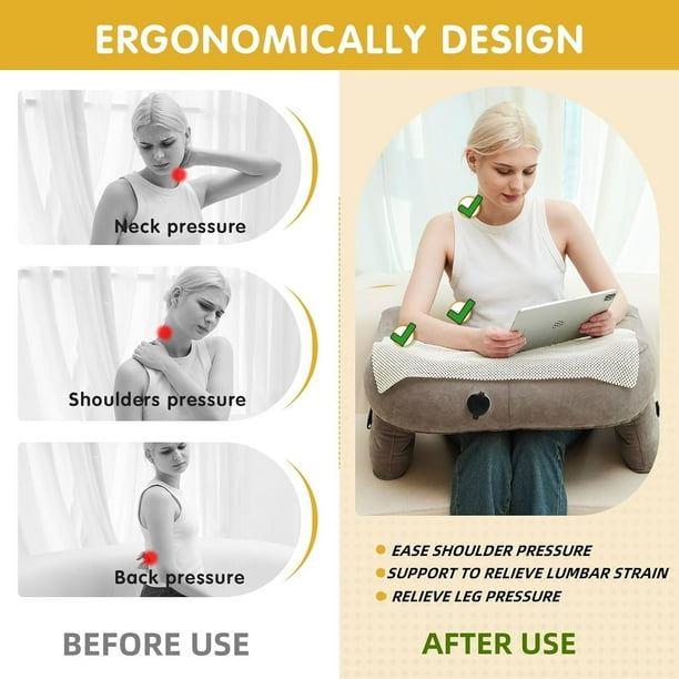 Inflatable Reading Pillow for Gaming and Bed Rest – Lap Desk with Arm Support