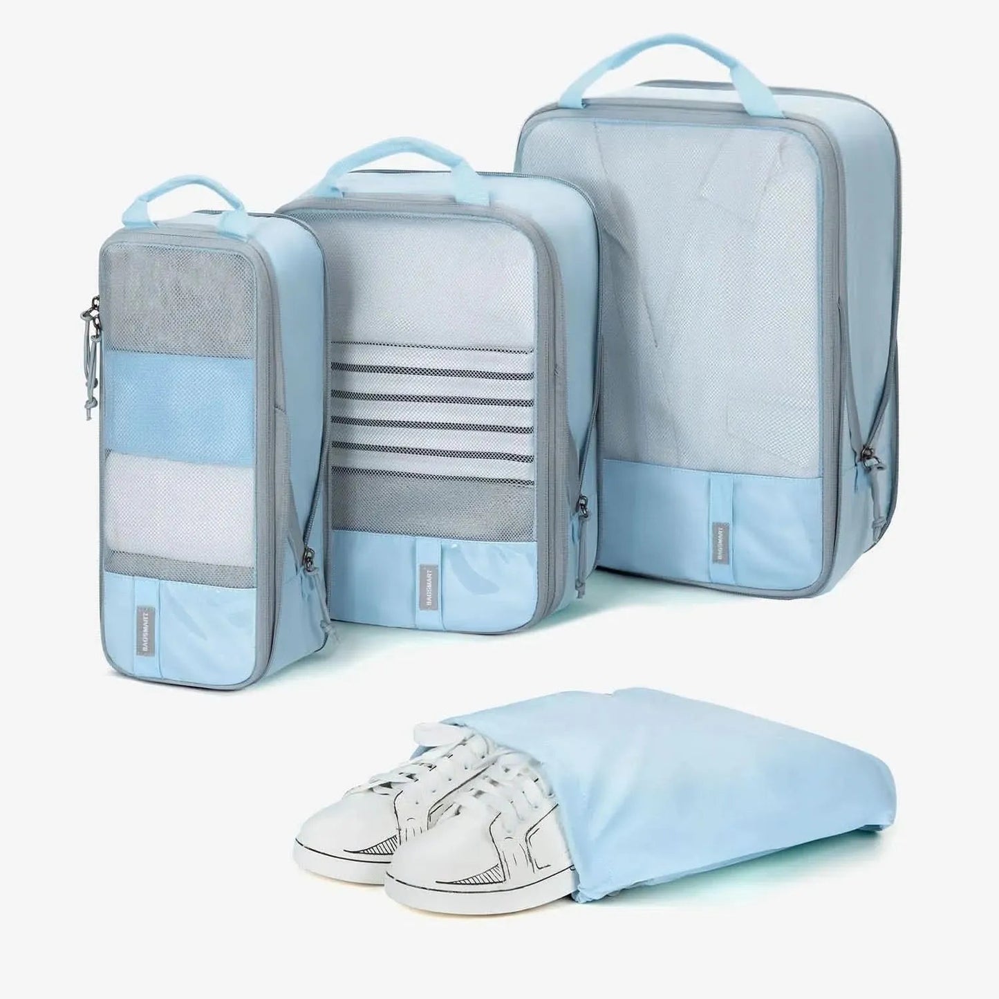 🛫 Travel Compression Packing Cubes Set | Lightweight Organizers with Expandable Design &amp; Clear Pockets