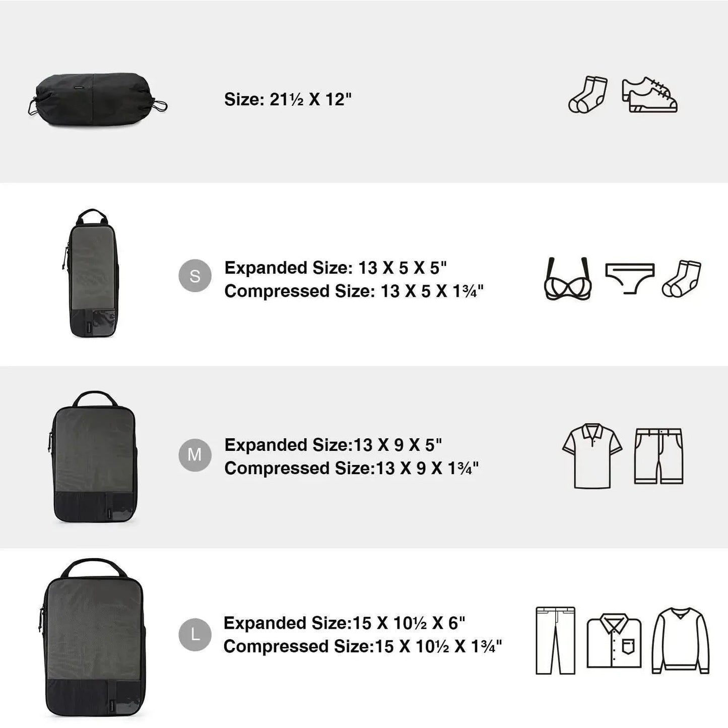 🛫 Travel Compression Packing Cubes Set | Lightweight Organizers with Expandable Design &amp; Clear Pockets
