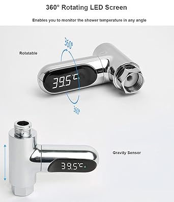 🚿 Shower Thermometer with LED Display | No Battery Needed, Real-Time Temperature Check 🌡️