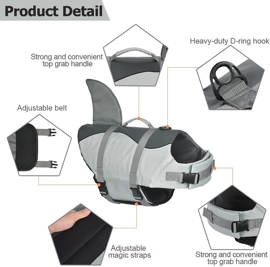 🐶 Small Dog Life Jacket | Shark Fin Design for Safe & Stylish Water Play 🌊
