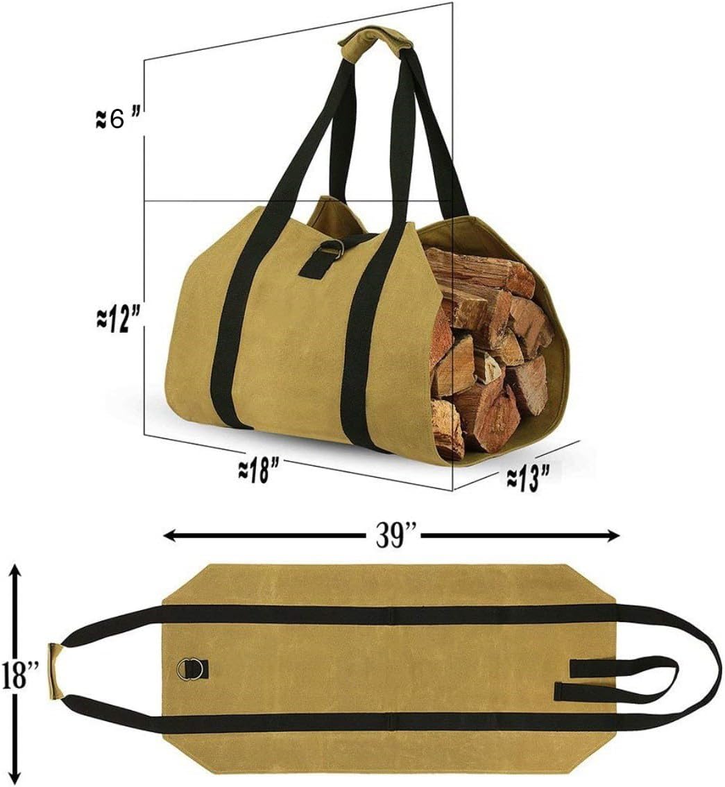 🌲 Firewood Canvas Carrier | Heavy-Duty &amp; Water-Resistant for Camping
