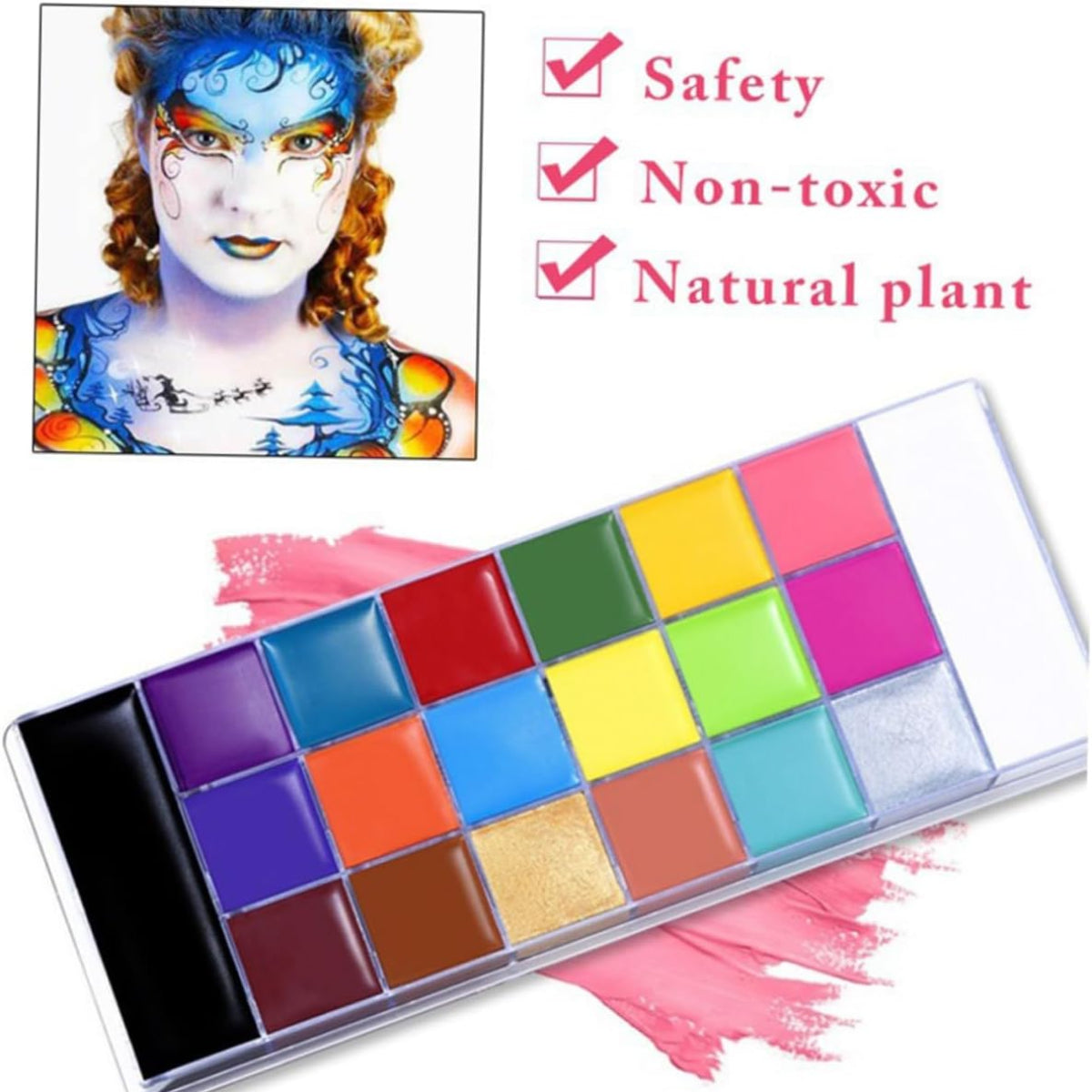 🎨 20-Color Face & Body Paint Kit | Vibrant, Long-Lasting & Professional
