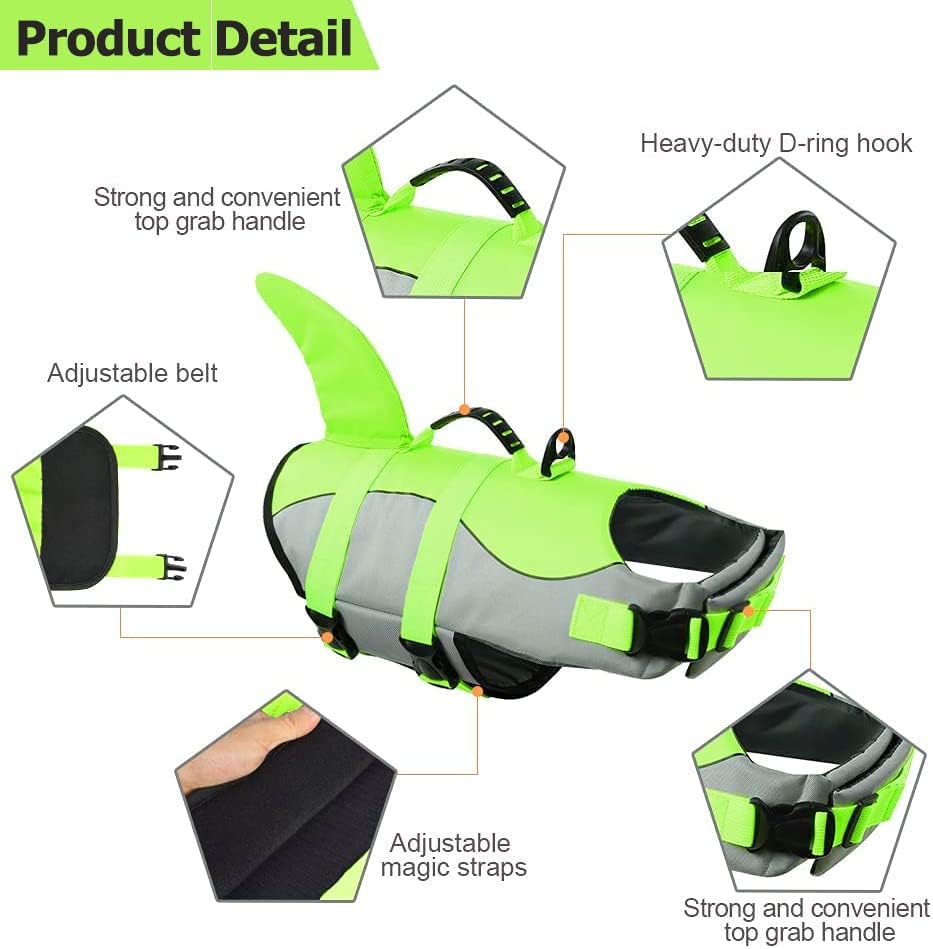 🐶 Small Dog Life Jacket | Shark Fin Design for Safe & Stylish Water Play 🌊
