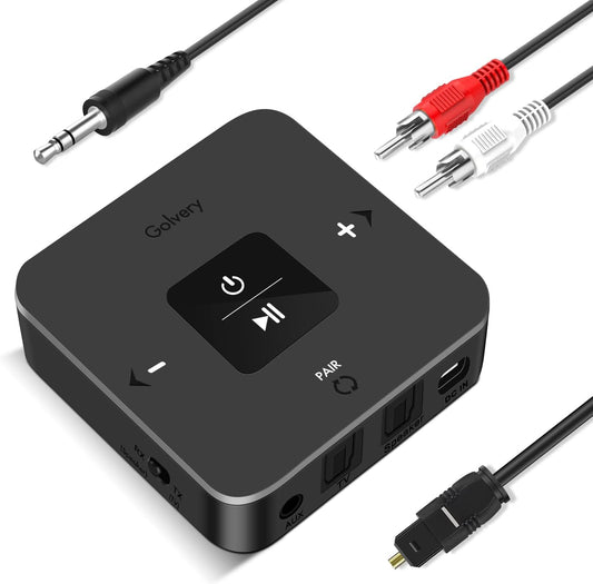 🎧 2-in-1 Bluetooth AUX Adapter | Transmitter + Receiver · Optical + AUX Input · 25H Battery 🔄