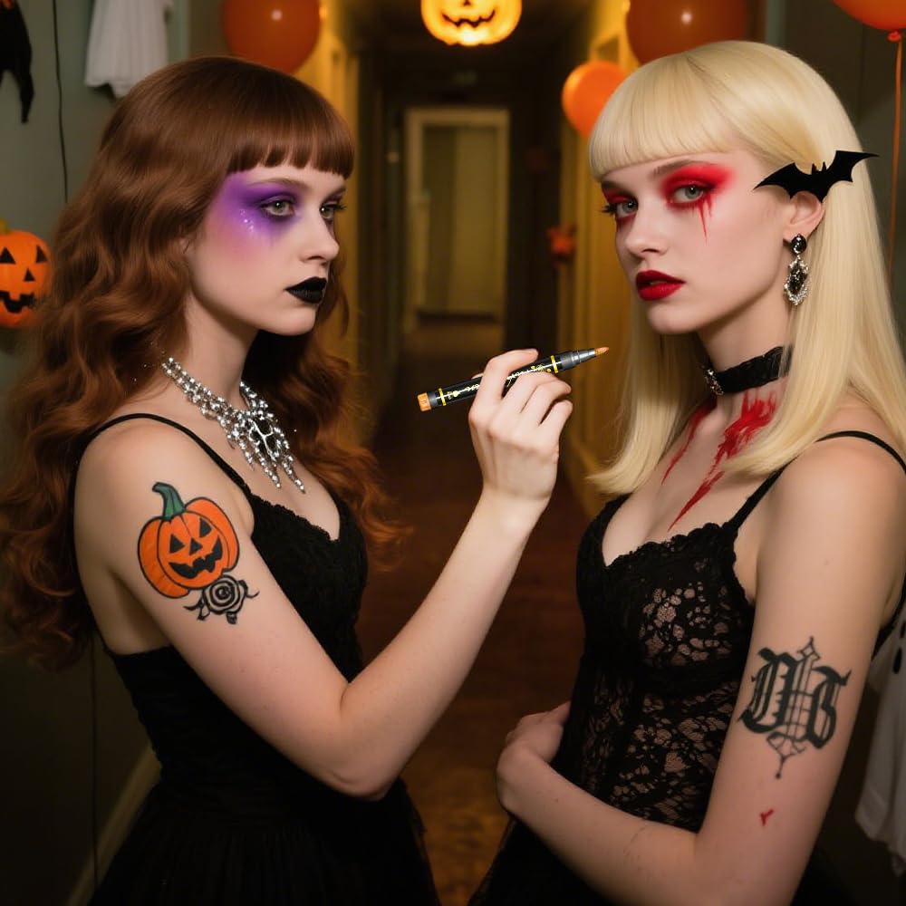 Halloween Temporary Tattoo Pens – 10 Colors Set for Kids & Adults