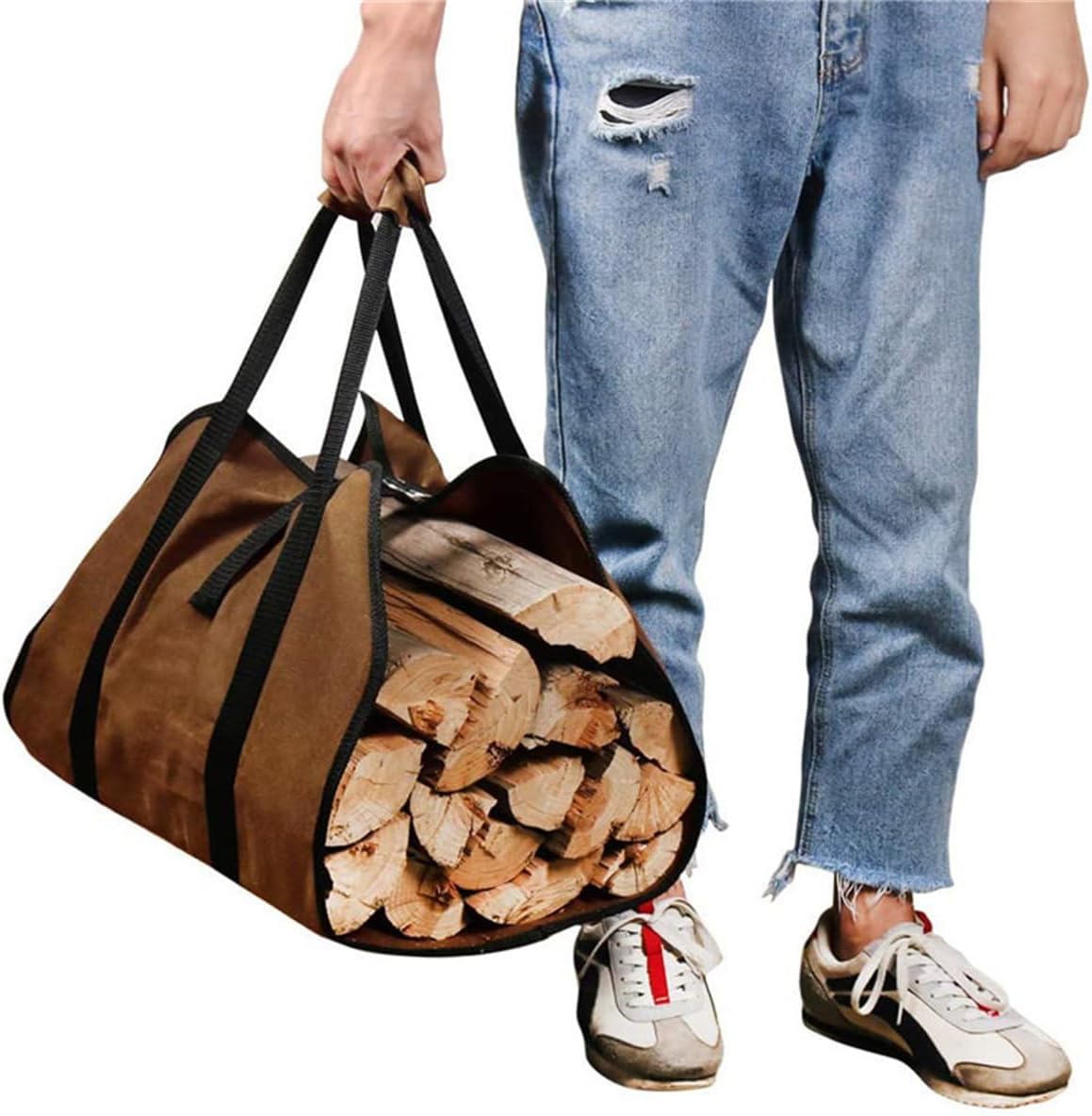 🌲 Firewood Canvas Carrier | Heavy-Duty &amp; Water-Resistant for Camping