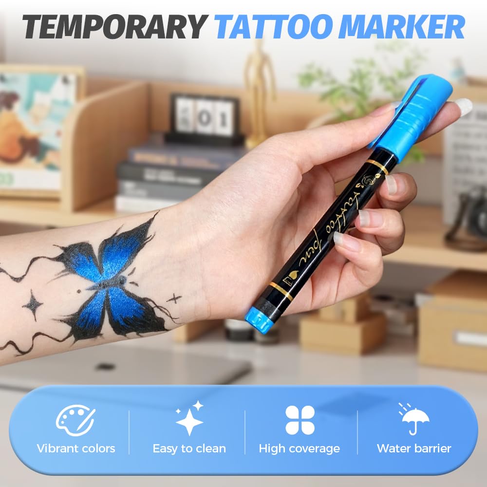 Halloween Temporary Tattoo Pens – 10 Colors Set for Kids & Adults
