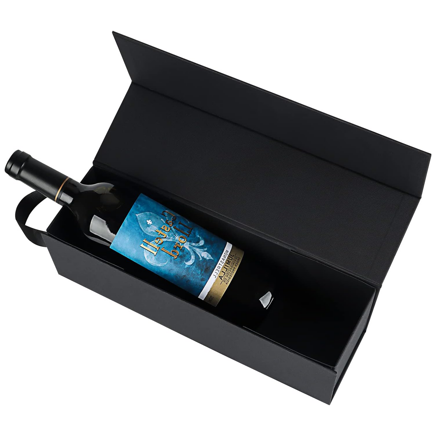 🍷 Magnetic Wine Gift Box | Foldable Black Bottle Box with Handle for Wine & Spirits