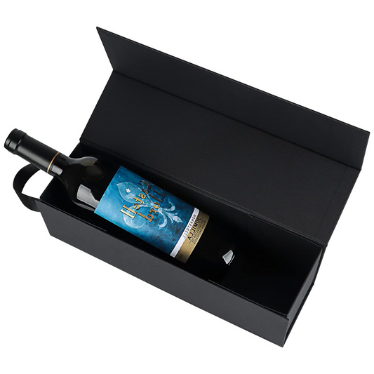 🍷 Magnetic Wine Gift Box | Foldable Black Bottle Box with Handle for Wine & Spirits